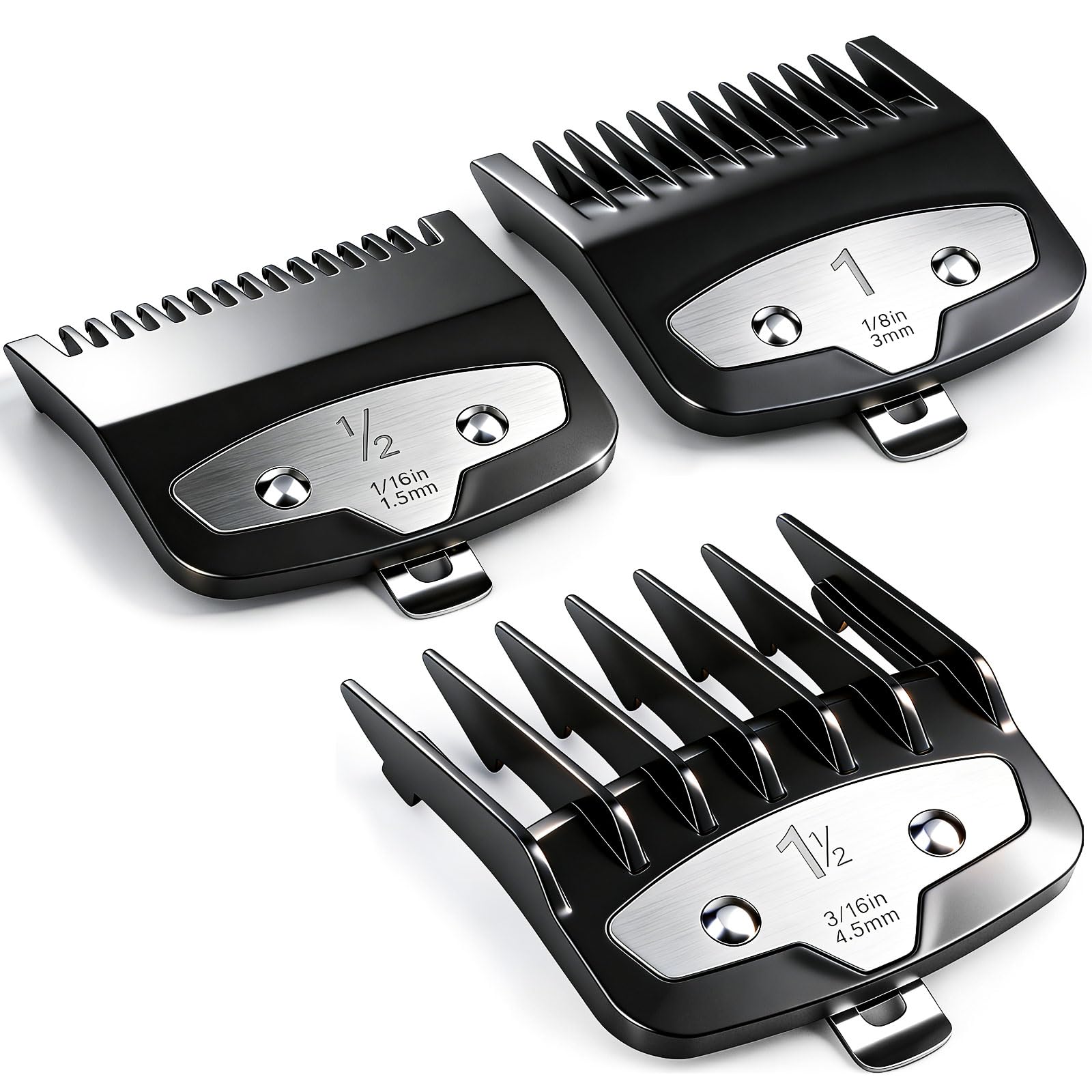 Clipper Guards Set Compatible with Wahl Clipper, Black, 3 Piece
