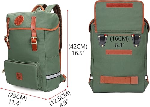 Miniatura 3 de TOURBON Mochila de cuero de lona para soporte trasero de bicicleta, bolsa para laptop de 15.6 a 16 pulgadas, alforja para asiento trasero de