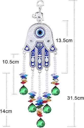 Miniatura 2 de rockcloud Adorno para colgar en la pared de ojo malvado de cristal, atrapa el sol, decoración de coche de la suerte para la protección del hogar y