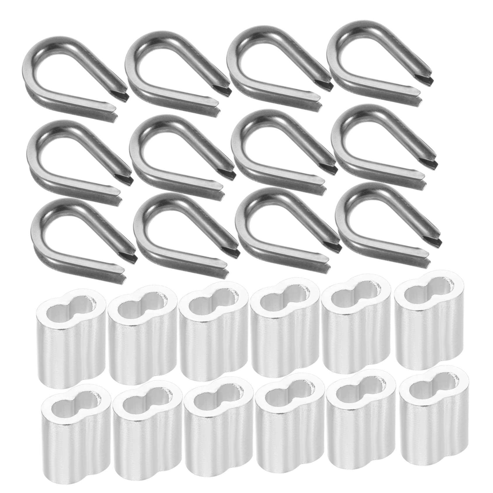 WOONEKY Morsetti per Funi Metalliche in Acciaio Inox Manicotto ad Anello di Crimpatura in Alluminio Elemento di Fissaggio per Attrezzatura di Traino Clip per Filo d Acciaio Redanella