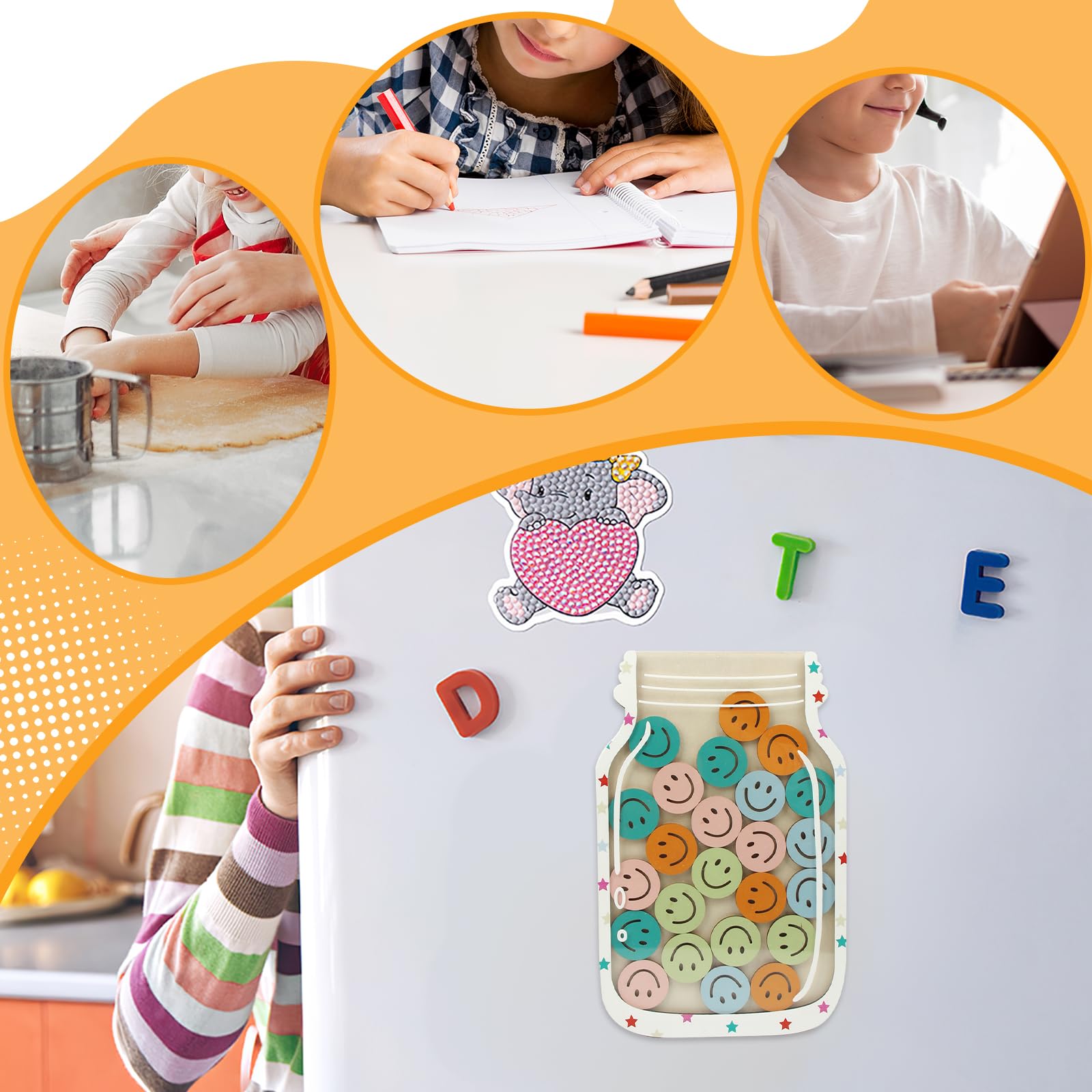 Confezione da 2 barattoli di ricompensa magnetici per bambini, con 25 gettoni a forma di stella e faccina sorridente, per casa e scuola