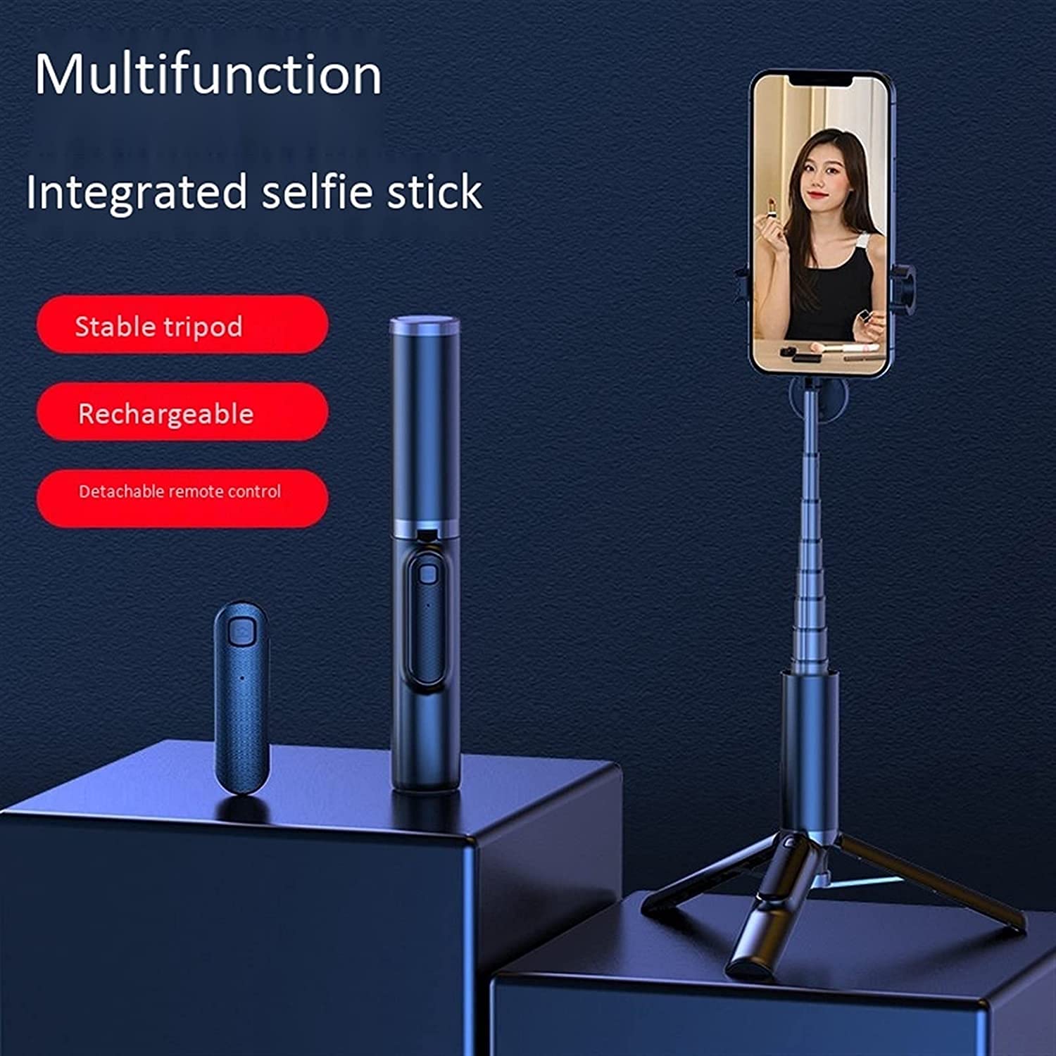 affidabile Selfie Stick Senza Fili Bluetooth Selfie Stick Pieghevole In Lega di Alluminio Treppiede con Telecomando Wireless (Colore: Nero) (Colore: Nero)