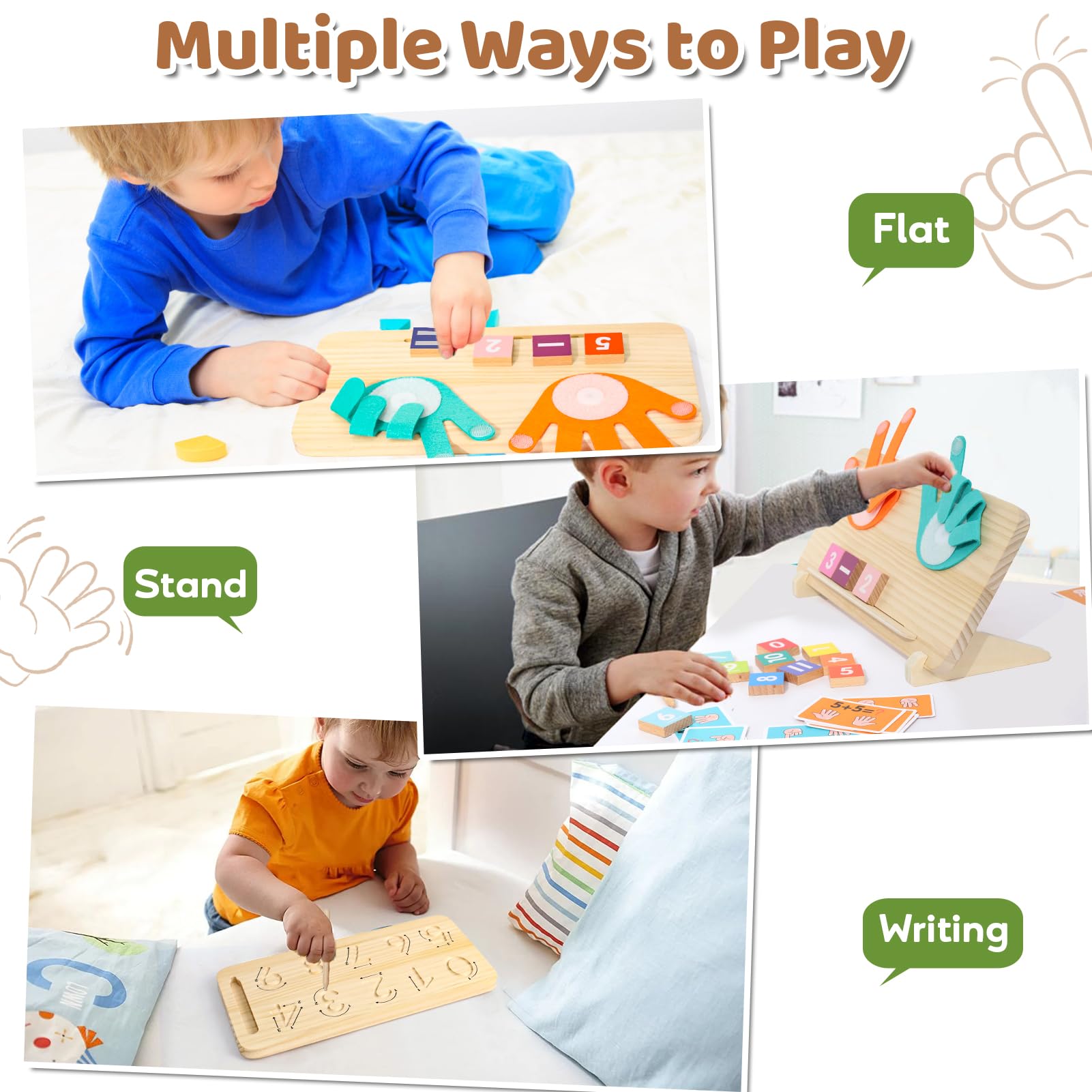 XIAPIA Jouet De Comptage Montessori En Bois – Chiffres Colorés, Cartes Et Tableau Interactif – Apprentissage Des Maths Pour Enfants 3-6 Ans – Cadeau Anniversaire Et Noël