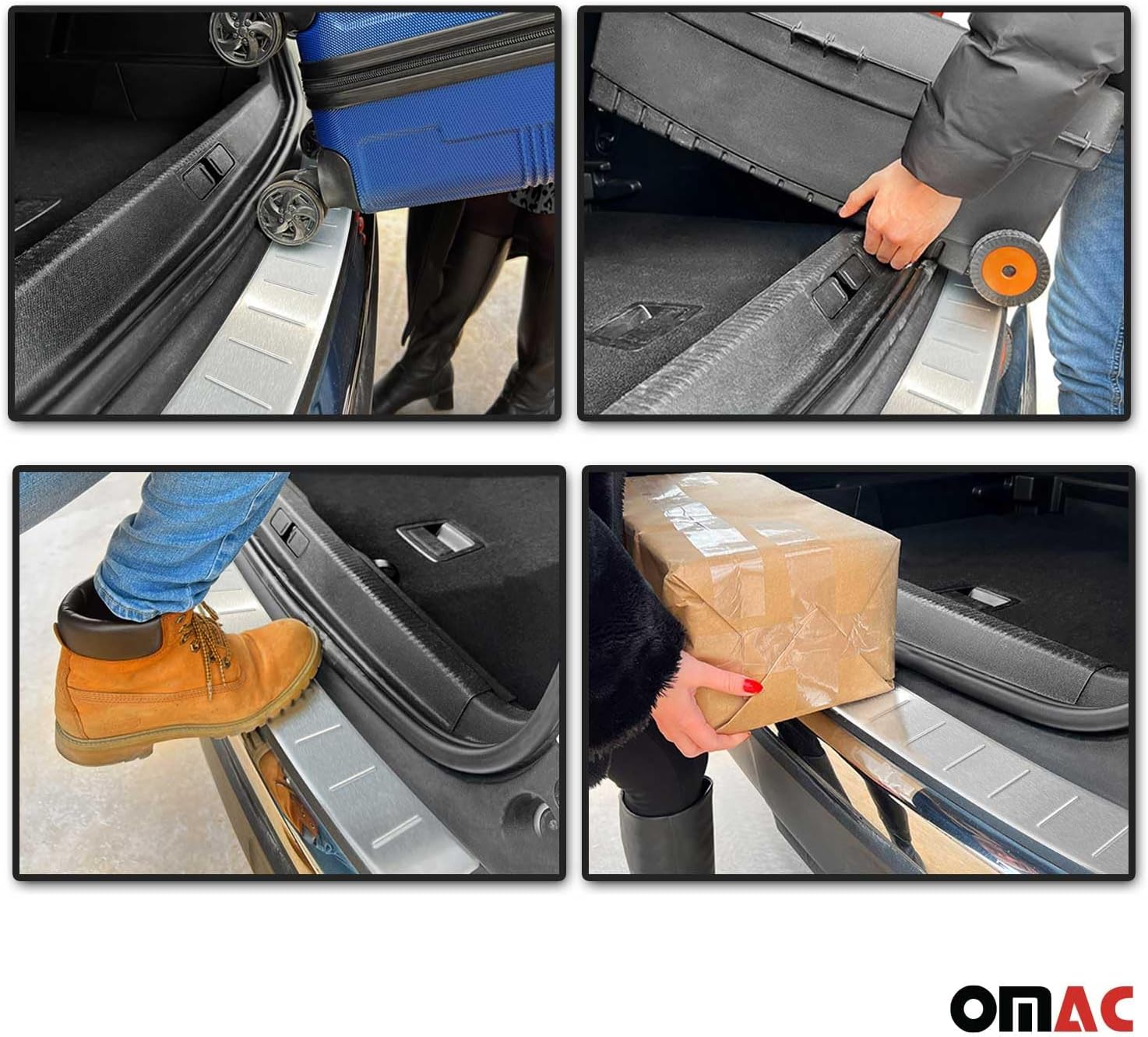 OMAC Rear Bumper Sill Cover for Audi Q5 SQ5 2.gen 2018-2025 – Stainless Steel Brushed Finish