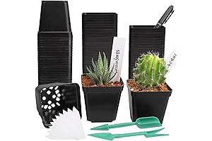 100 Pack Seed Starter Pots - Square Nursery Pots with Drainage Holes