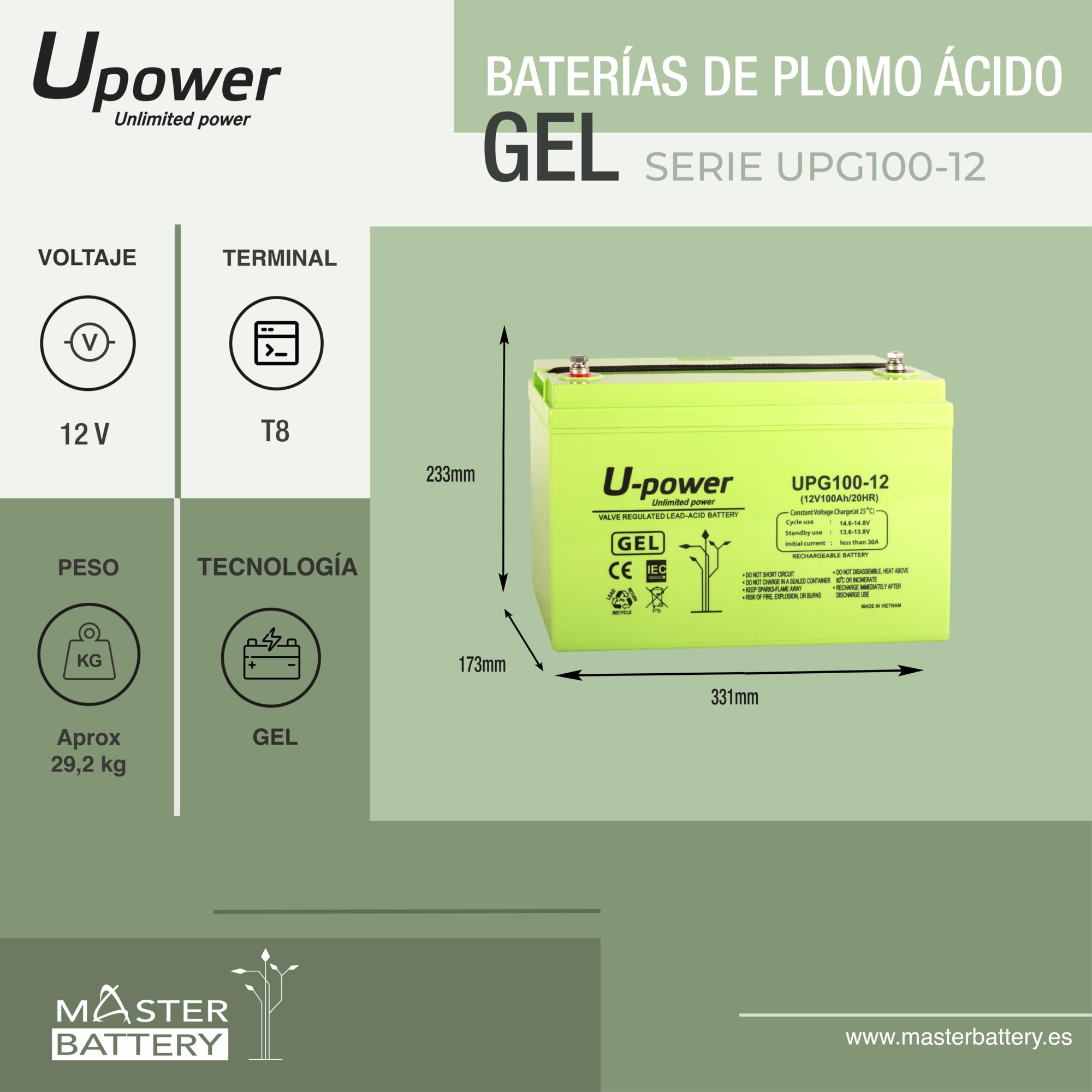Master U-Power Batteria Piombo Gel 100Ah 12V