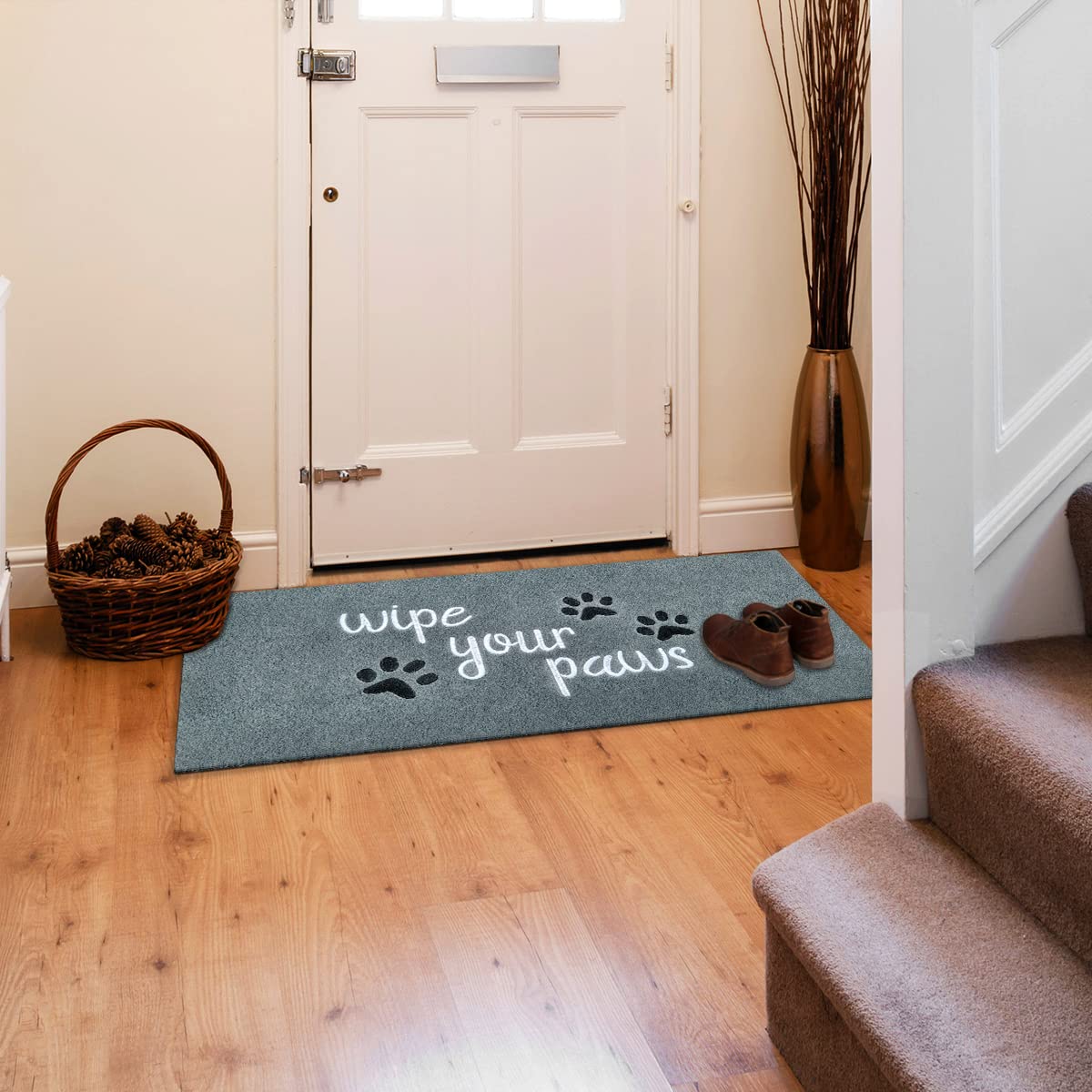 HLFMVWE Large Welcome Mat for Front Door Home Entrance Funny Doormat Wipe Your Paws Mat Outside Door Mats for Indoor Outdoor with Non Slip Light Grey 120x 45 cm - Image 4
