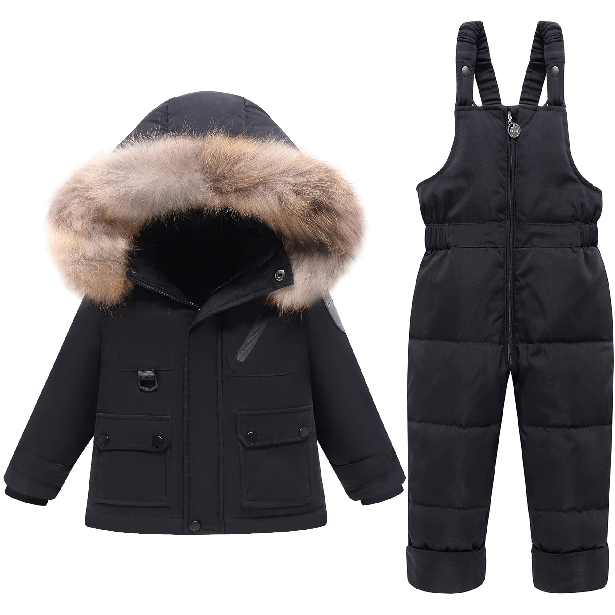 2-Piece Toddler Snow Suit Baby Snowsuit Infant Snowsuit Toddler Girl Boy Snowsuit Kids Winter Coat Snow Pant 2-8T