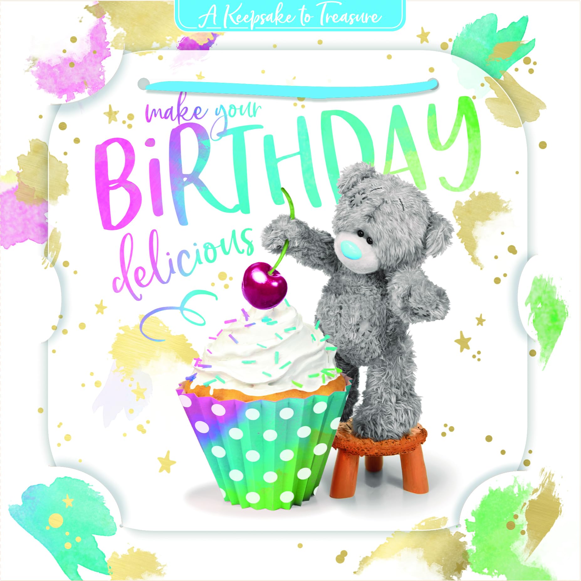 Me To You Tatty Teddy 3D Luxury Cherry And Cupcake Keepsake Birthday Card 6 x 6 - Official Collection