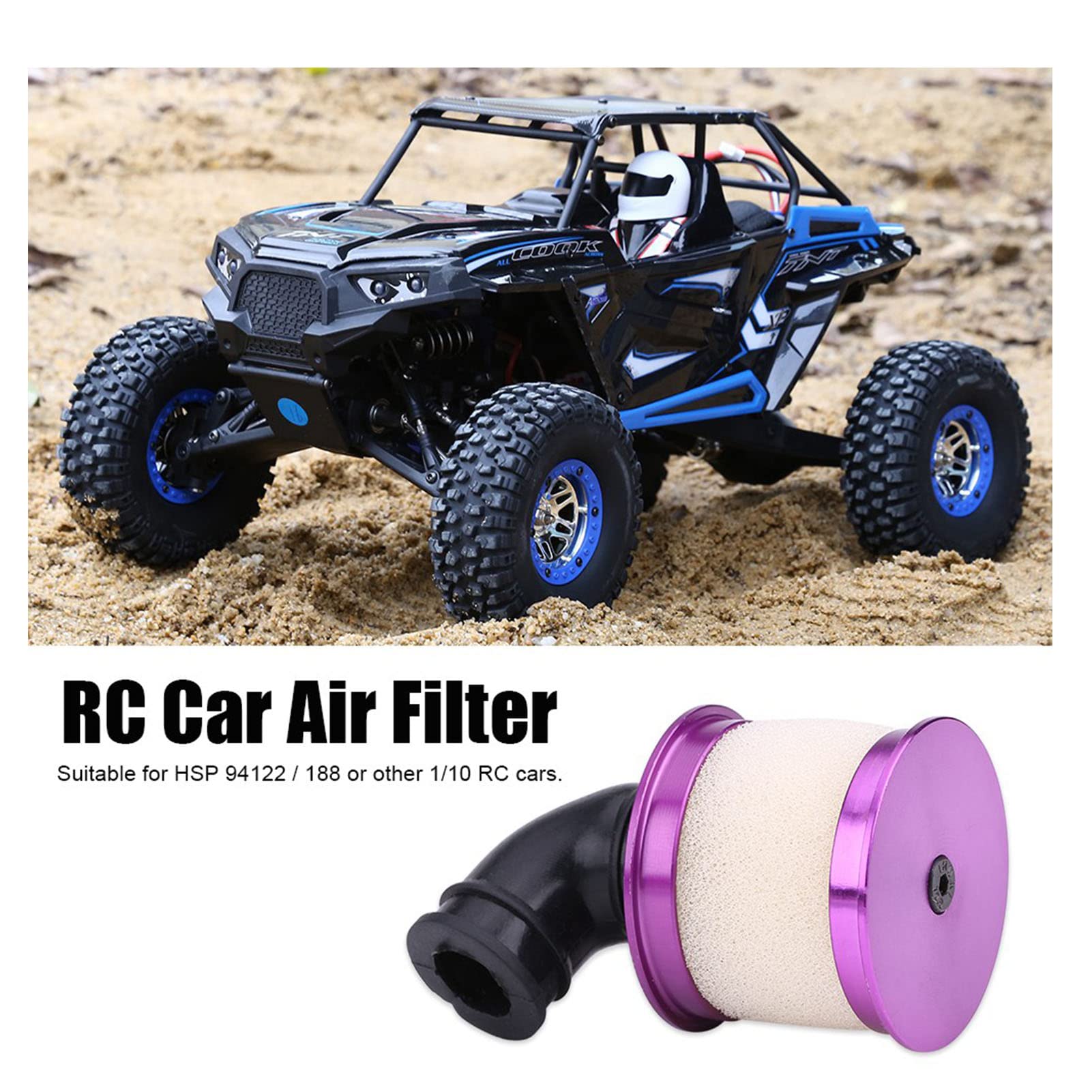 QANYEGN Air Filter with Sponge, Aluminium Alloy Remote Control Car Air Filters, RC Car Air Filters Replacement for Remote Control Model (Purple)
