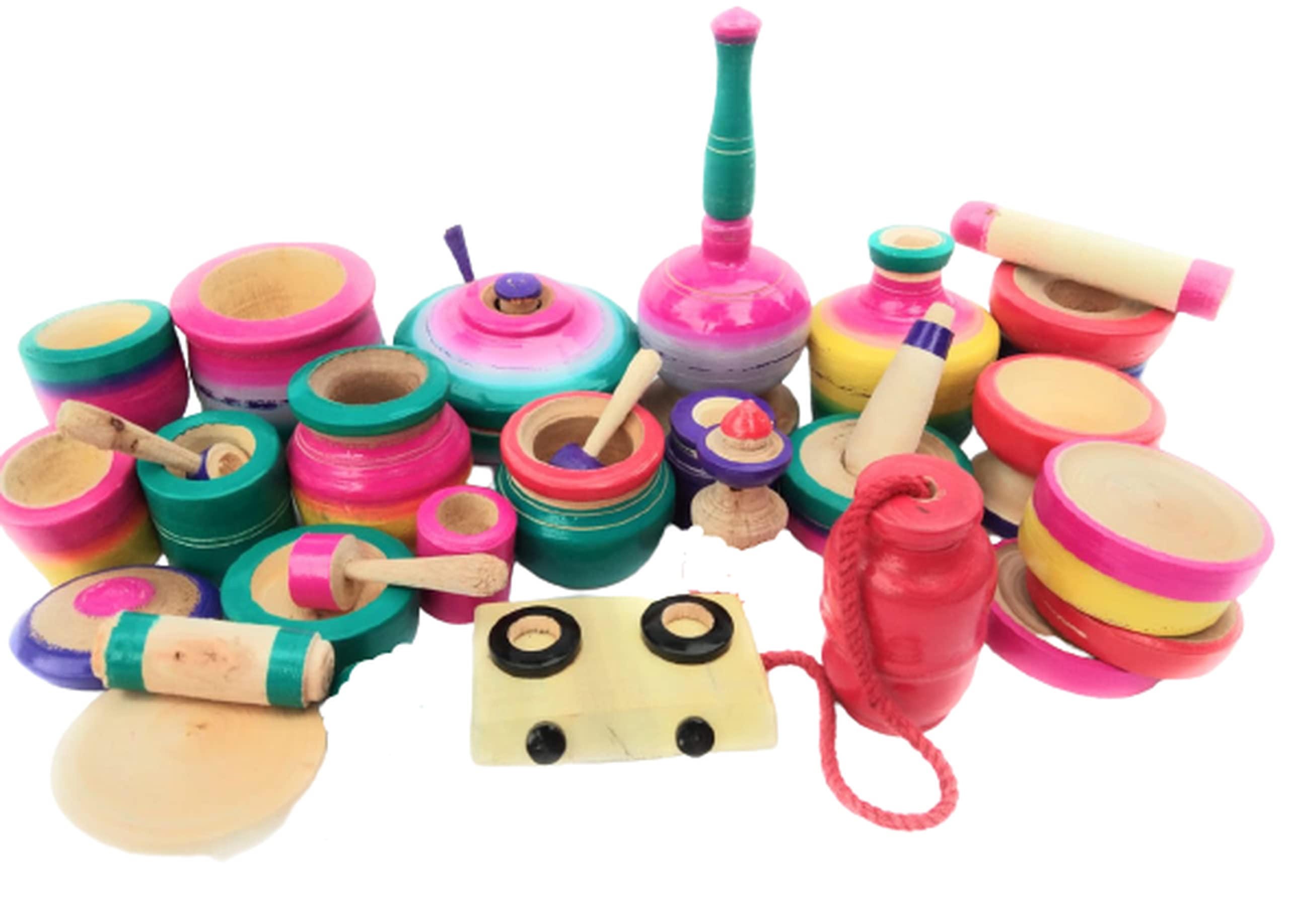 Mamu Shop Kids Wooden Cylinder and Gas Stove Model Chennapattana Kitchen Set/Choppu jaman (Multicolour) (B09817YD1C) Amazon Price History, Amazon Price Tracker
