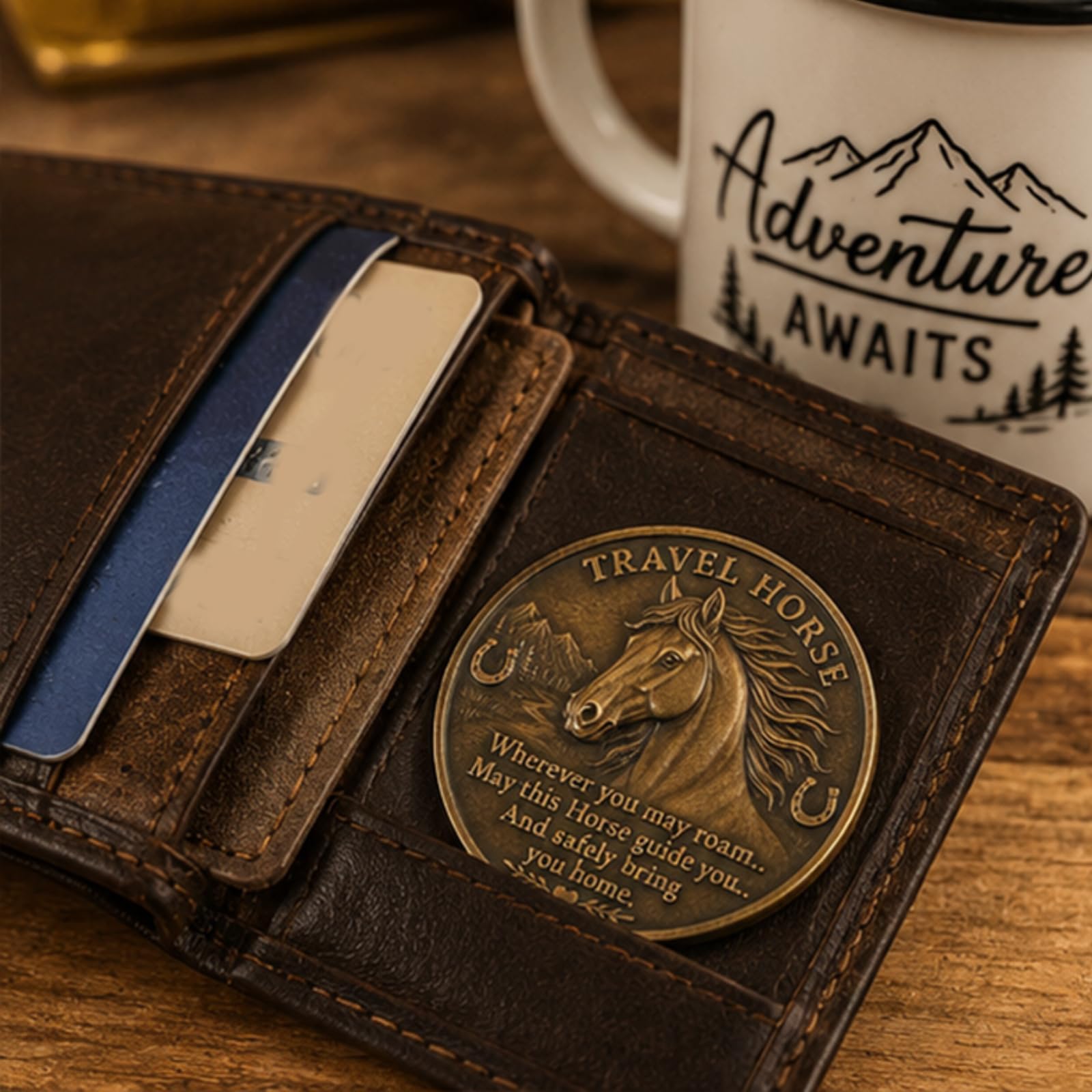 Moneda De La Suerte Con Caballo Para Viajes, Moneda Suerte Con Caballo, Ficha De Bolsillo Mensaje Grabado, Grabada Lemas Inspiradores. Perfecta Viajeros, Amantes Caballos Y Aventureros (A,10 PCS)