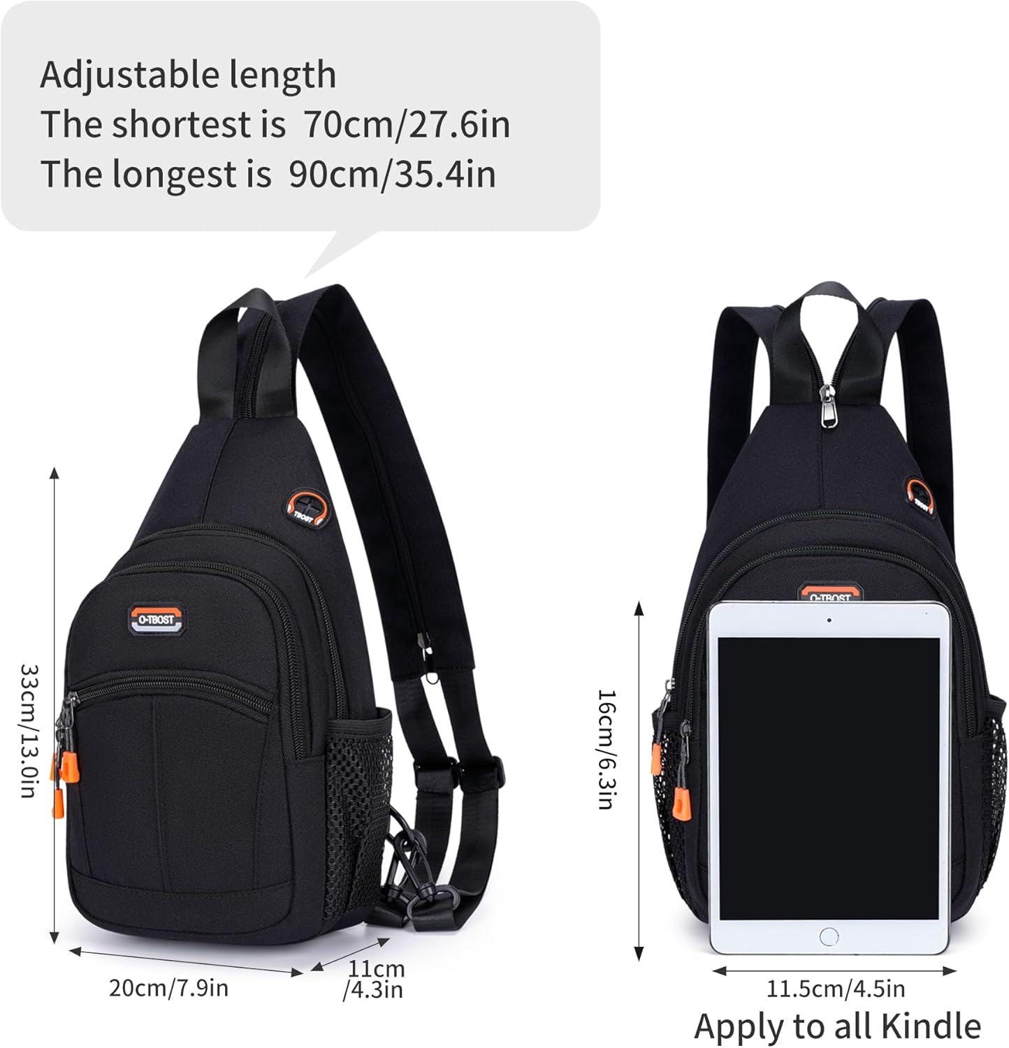 Small Sling Bags for Women Crossbody Backpack Multi-Pocket Adjustable Strap Daypack for Outdoors Hiking Traveling (black) - Image 3