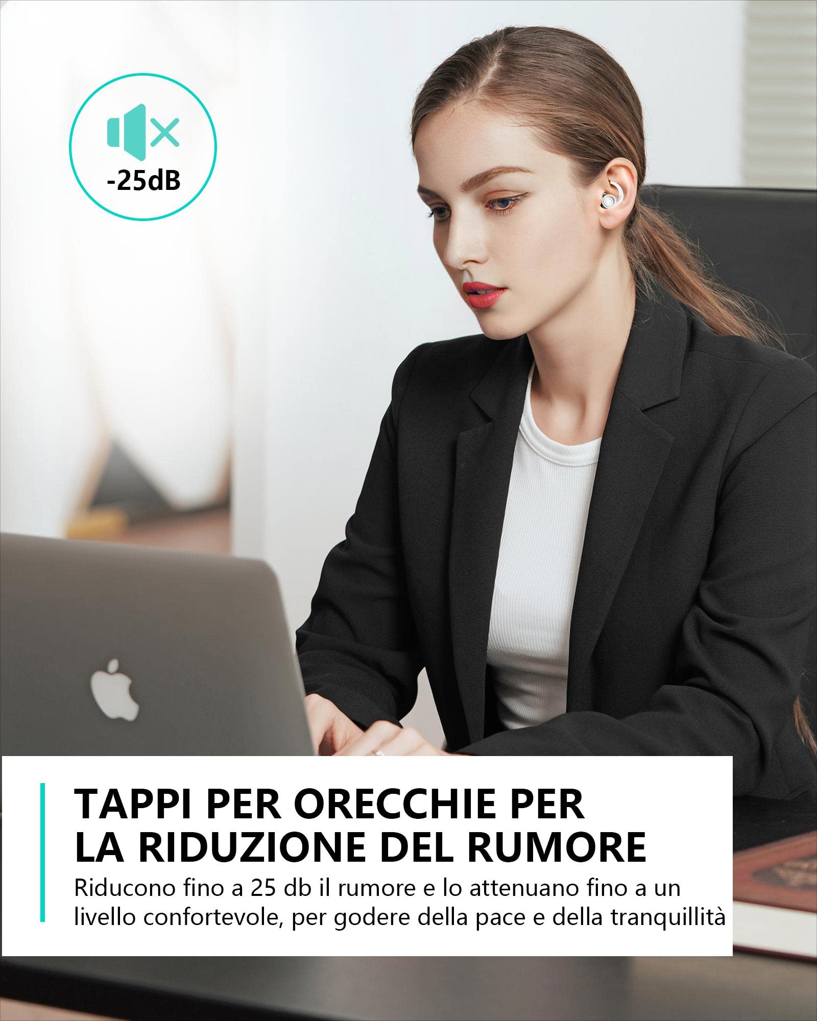 SUPCEAT Silicone Tappi Orecchie per Dormire, 2 Paia Tappi per le Orecchie Antirumore Lavabili Riutilizzabili per Sonno Leggero Riduci i rumori, per Lavoro, Feste, Studio, Discoteca, Concerti (Bianco)