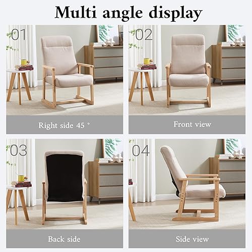 Miniatura 9 de KCC Silla reclinable ajustable de tela pequeña, sofá individual con respaldo ergonómico, silla decorativa para sala de estar, guardería, dormitorio,