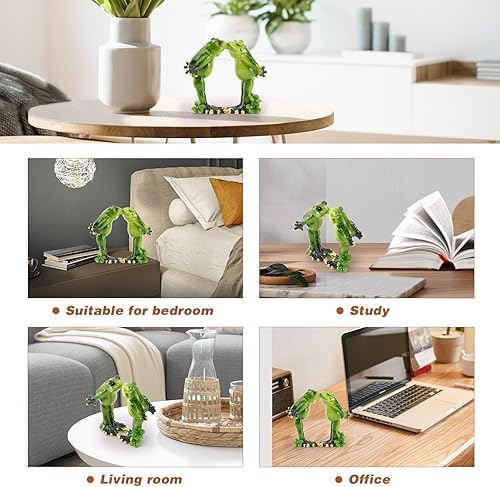 Miniatura 6 de Adornos de figuras de rana, estatuas de rana de beso de resina, adorable escultura de rana perfecta para decoración del hogar o regalo