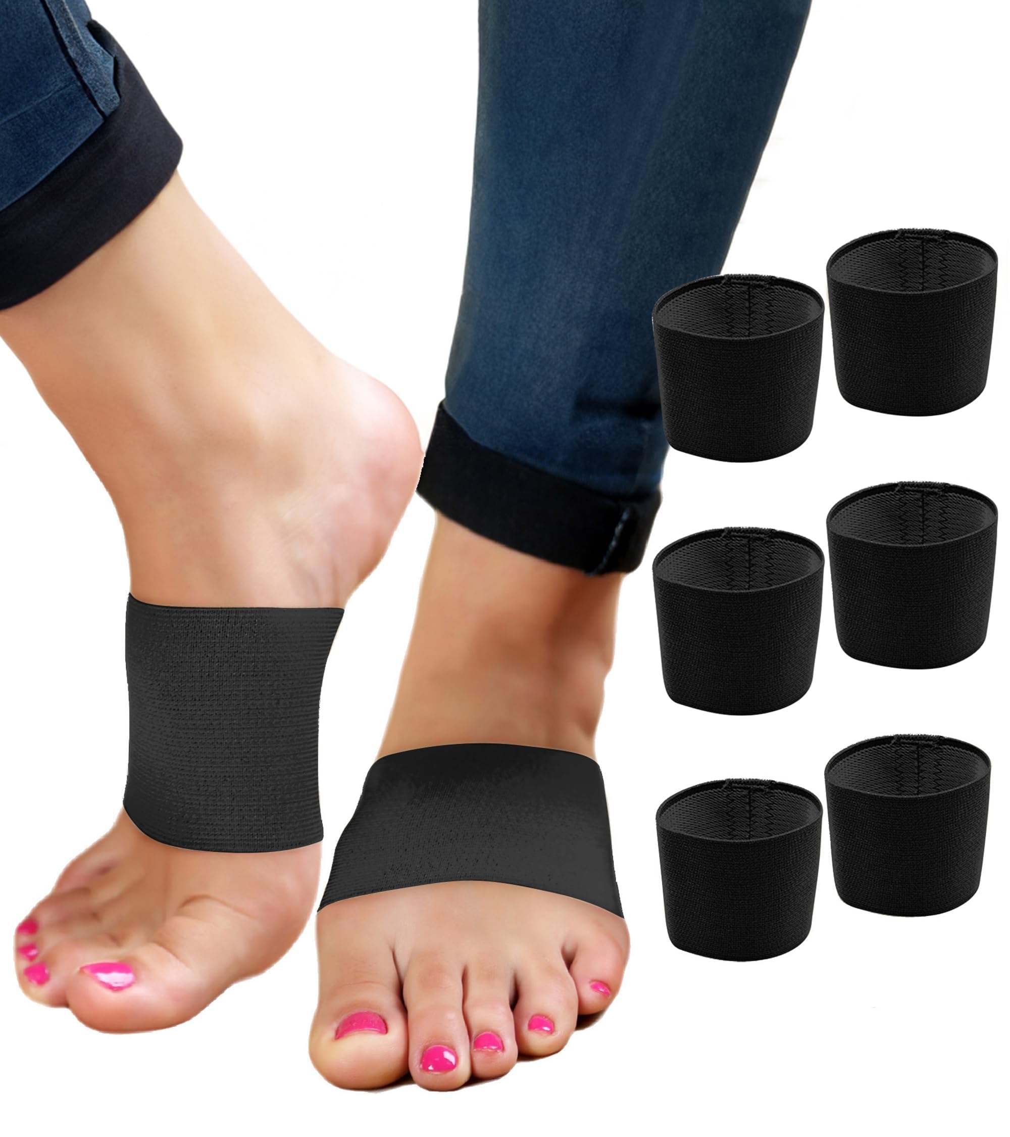 Arch Supports for Plantar Fasciitis Relief | Compression Sleeve Foot Brace For Heel Pain, Bone Spurs, Flat Feet, High Arches | Copper Infused Arch Support Bands for Women & Men Over Socks | Fit Most