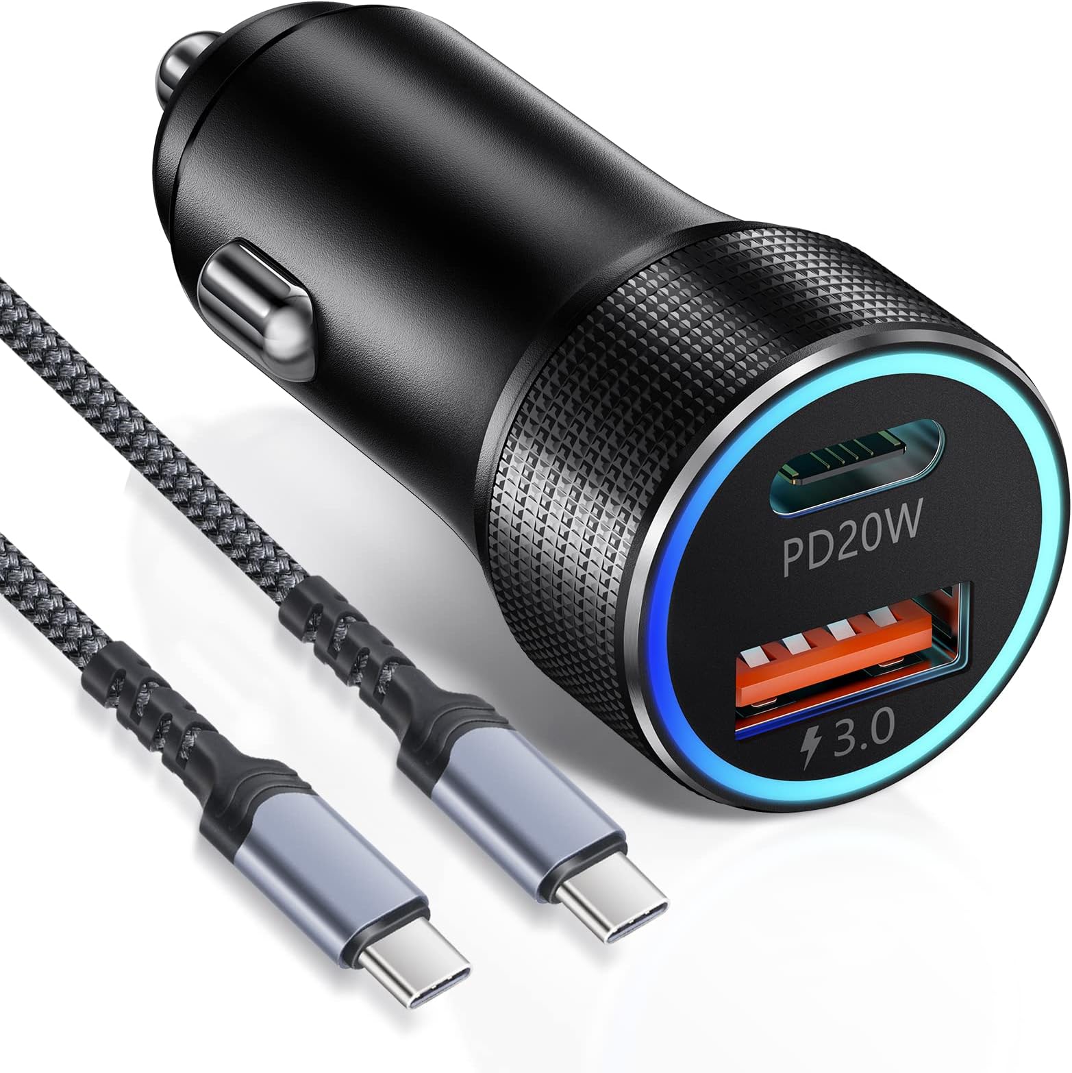 LISEN Adaptateur de chargeur de voiture USB C pour iPhone 15 Pro Max Charge rapide 48 W Tout en