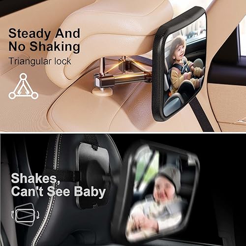 Miniatura 3 de Espejo de coche para bebé con diseño de gancho para bebé, espejo de seguridad para bebé para asiento de automóvil, orientado hacia atrás, fácil de