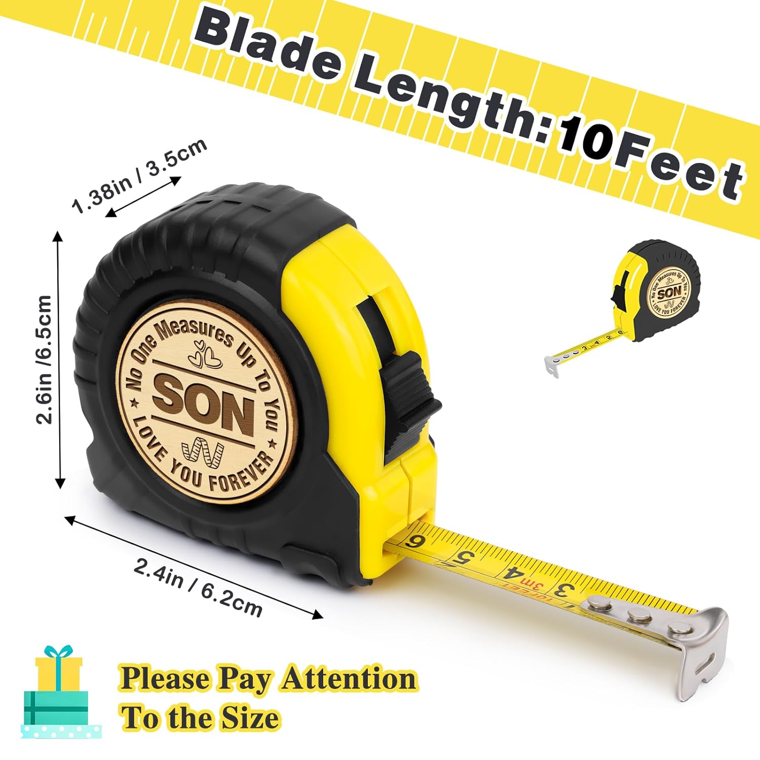 Son Gifts from Mom Dad, Birthday Gifts for Son, Gifts for Son, to My Son Birthday Graduation Wedding Gifts for Teens Adult Son in Law Bonus Step, Funny Engraved 10 FT Tape Measure Useful Tools
