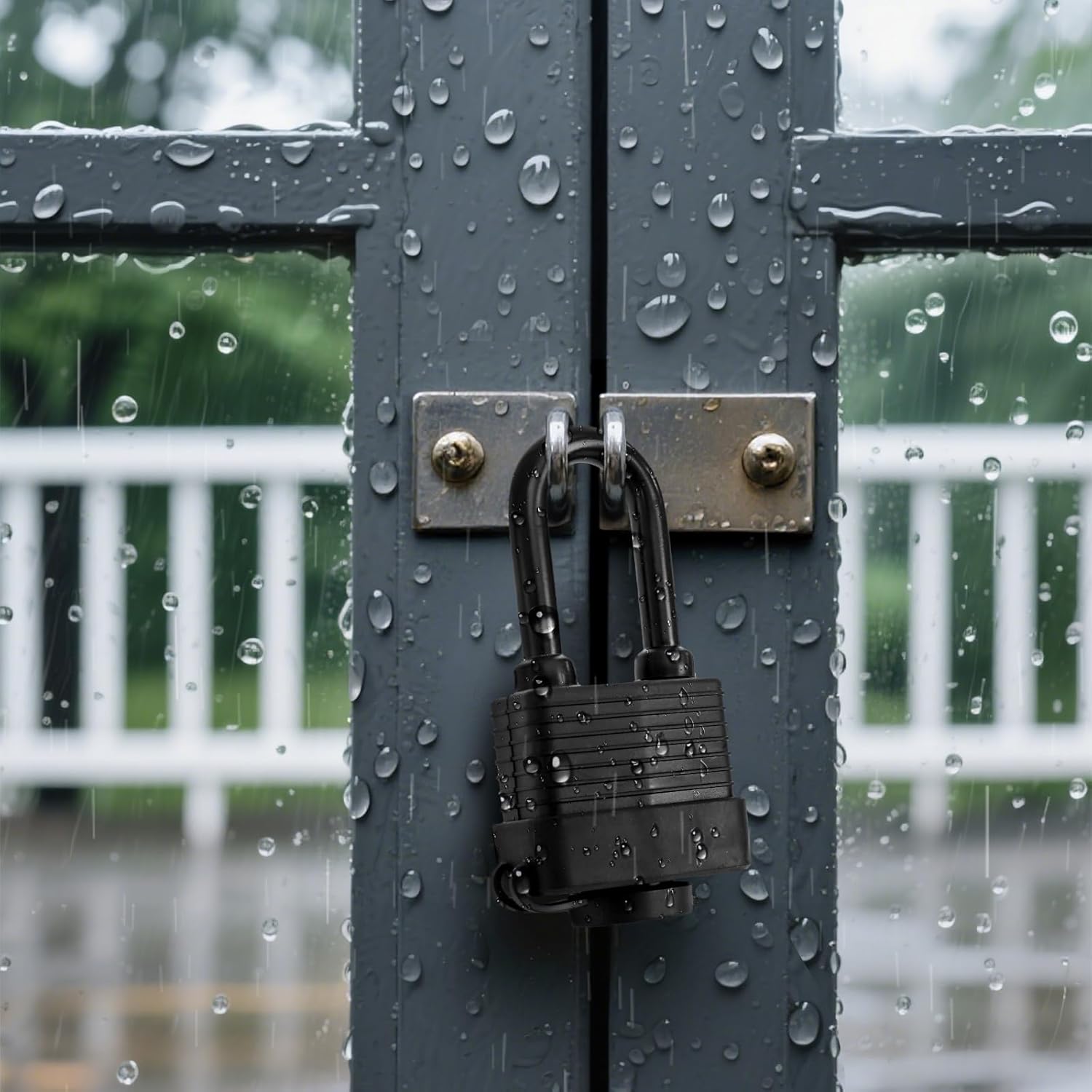 Hiceeden 6 Pack Waterproof Keyed Alike Padlocks, Heavy Duty Long Padlock Set with Same Key, Laminated Steel Locks with Cover for Gate, Fence, Sheds, Storage Unit, Black