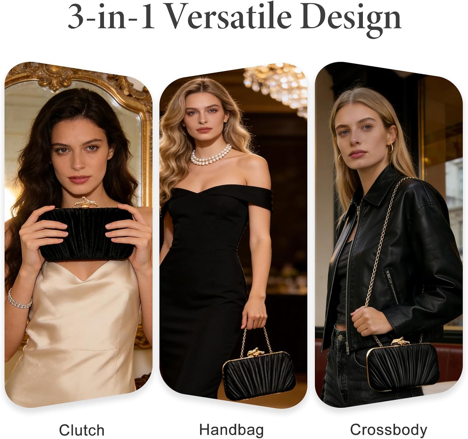 Elegant Evening Bag for Women, Satin Pleated Clutch, for Wedding Party Gala Formal Occasions - Image 6