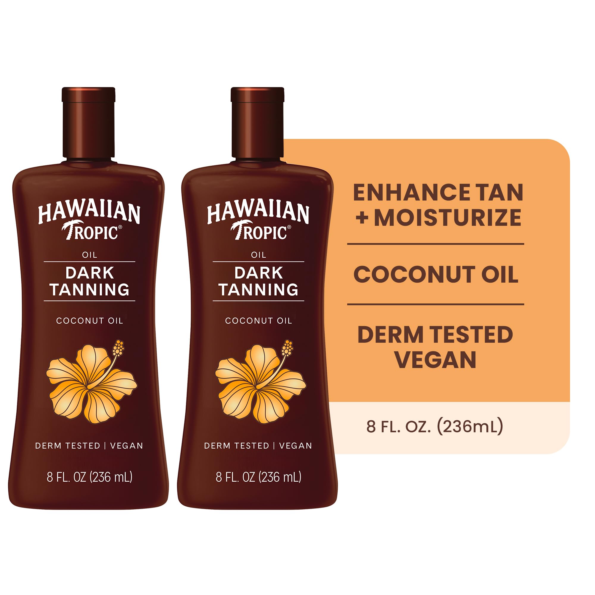 Hawaiian Tropic Dark Tanning Sun Care Lot de 2 huiles hydratantes 236 ml