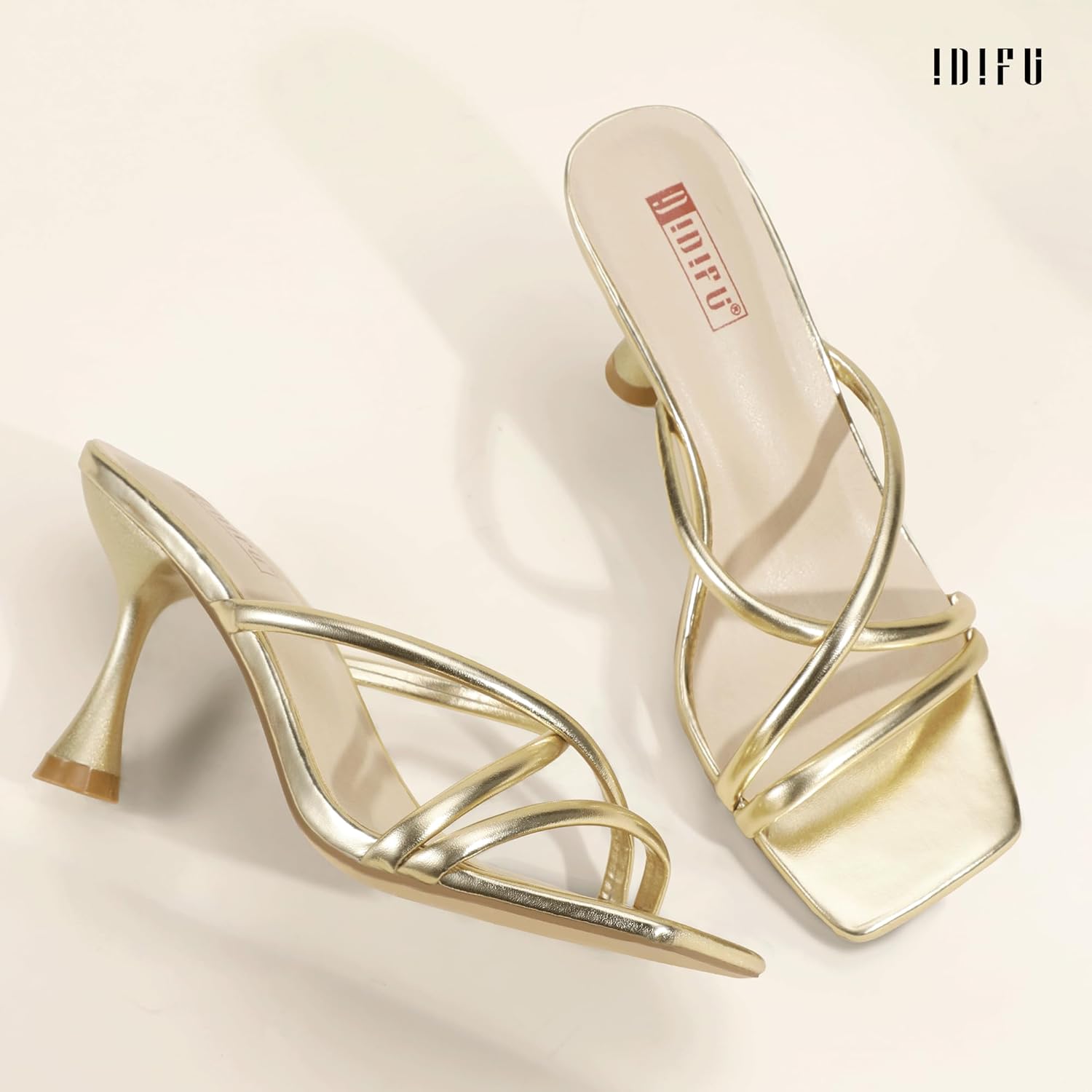 IDIFU Women's Kitten Heels Square Open Toe Sandals - Image 4
