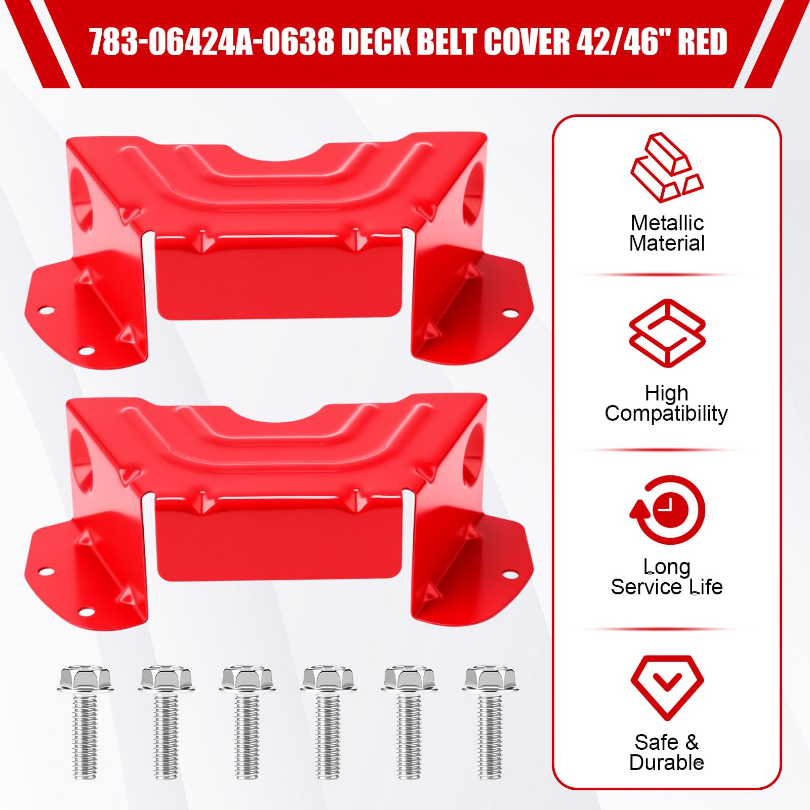 Threlaco Paquete de 2 fundas rojas para cinturón de cubierta 783-06424A-0637 de 42/46 pulgadas y cinturón de cubierta 954-04060b 954-04060c compatible con máquinas MTD, Craftsman, Troy-Bilt
