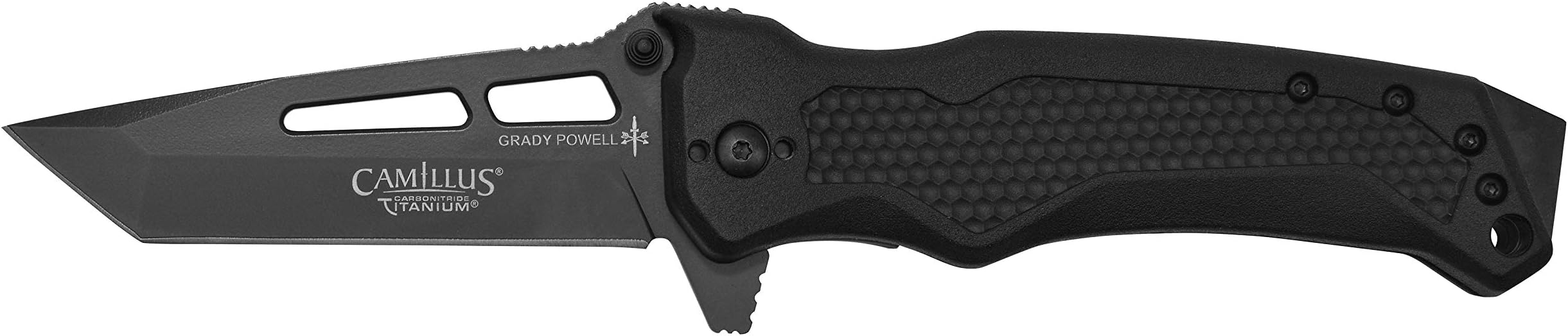 Camillus GB-8B Folding Knife, 3.25" / 8.3 cm Carbonitride Titanium AUS-8 Blade, GFN Handle, Black, 8" / 20.3 cm