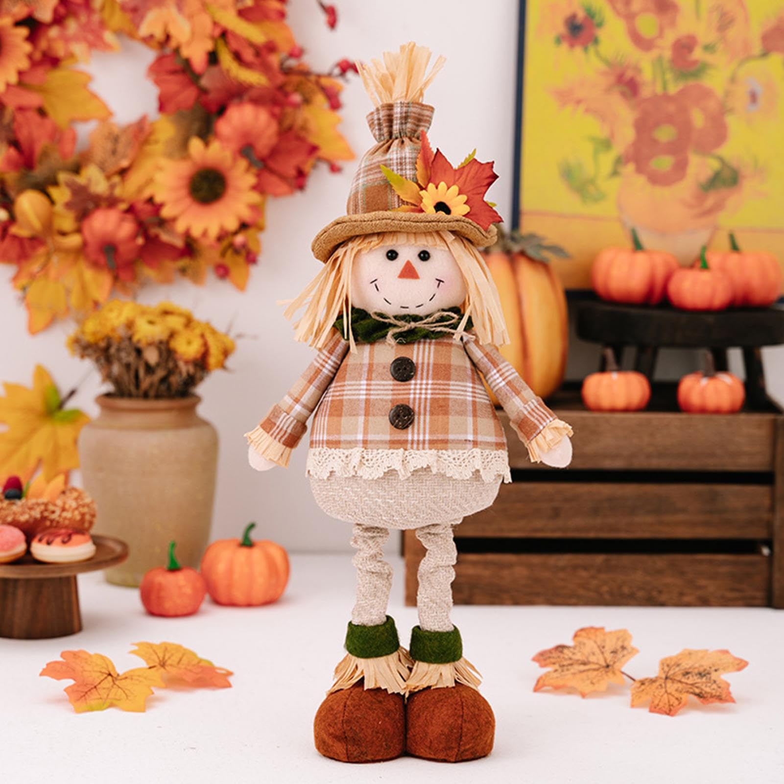 Amazon.co.jp: jopiuieo かかし人形 ぬいぐるみ - 伸縮人形 秋の収穫
