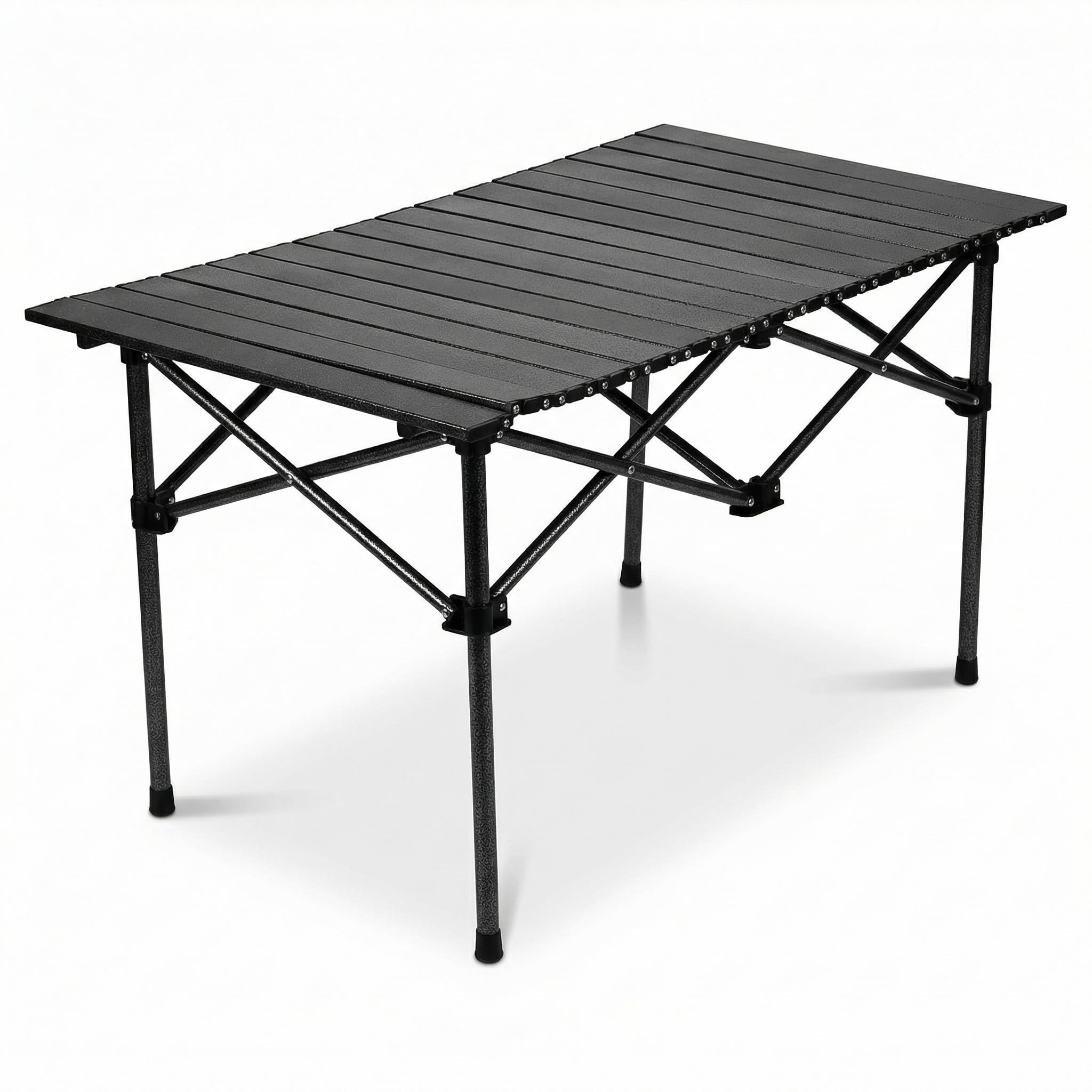 QWORK® Tavolo Pieghevole, Tavoli da campeggio pieghevoli, 95 * 55 * 50cm, Nero, Per barbecue, Viaggi, Pesca, Picnic