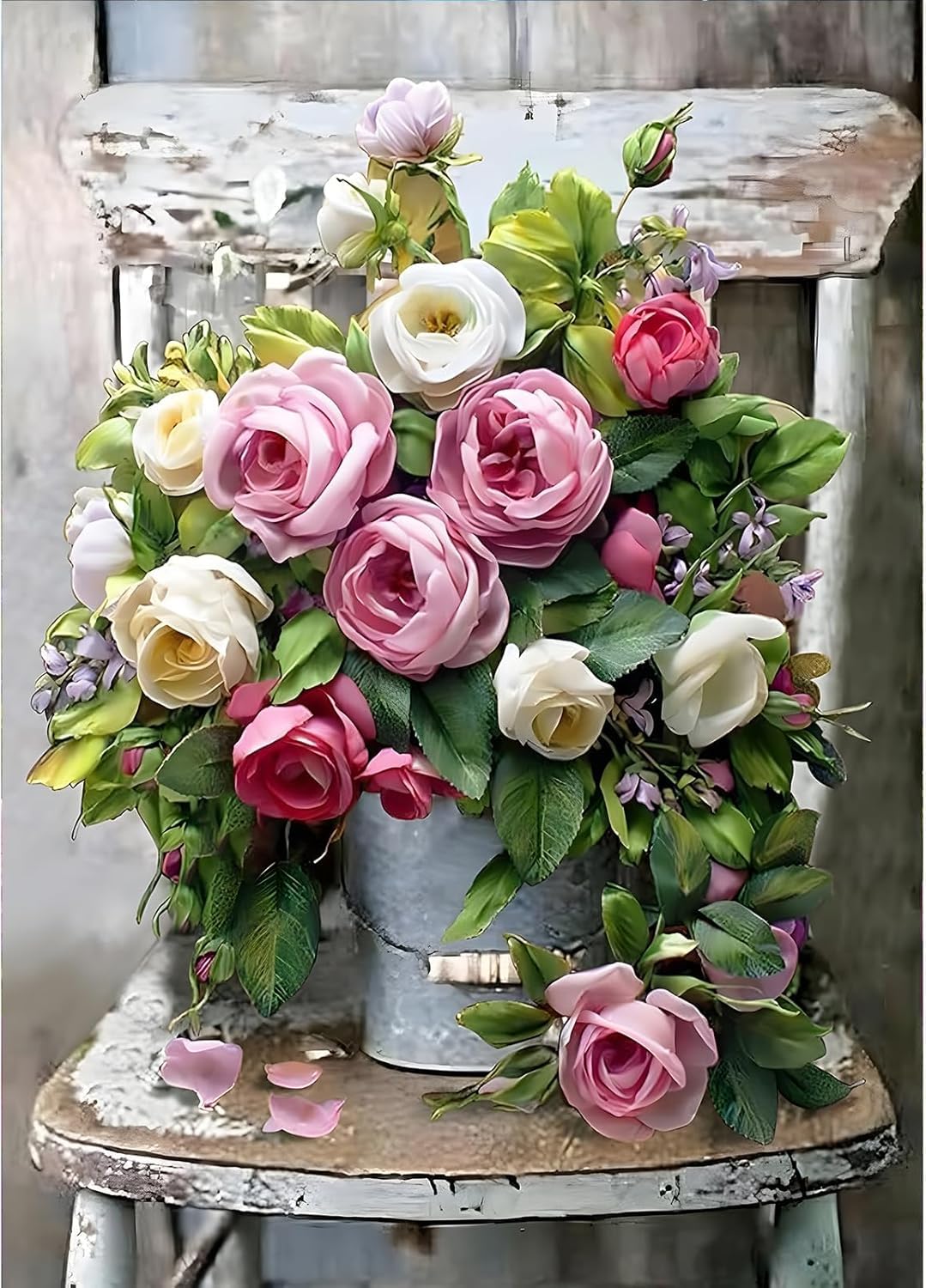 NAHUIGOOD Cross Stitch Kit,DIY Handmade Embroidery Kit with Accurate Print, 11Ct Needlework Set - Roses11Ct50X70Cm