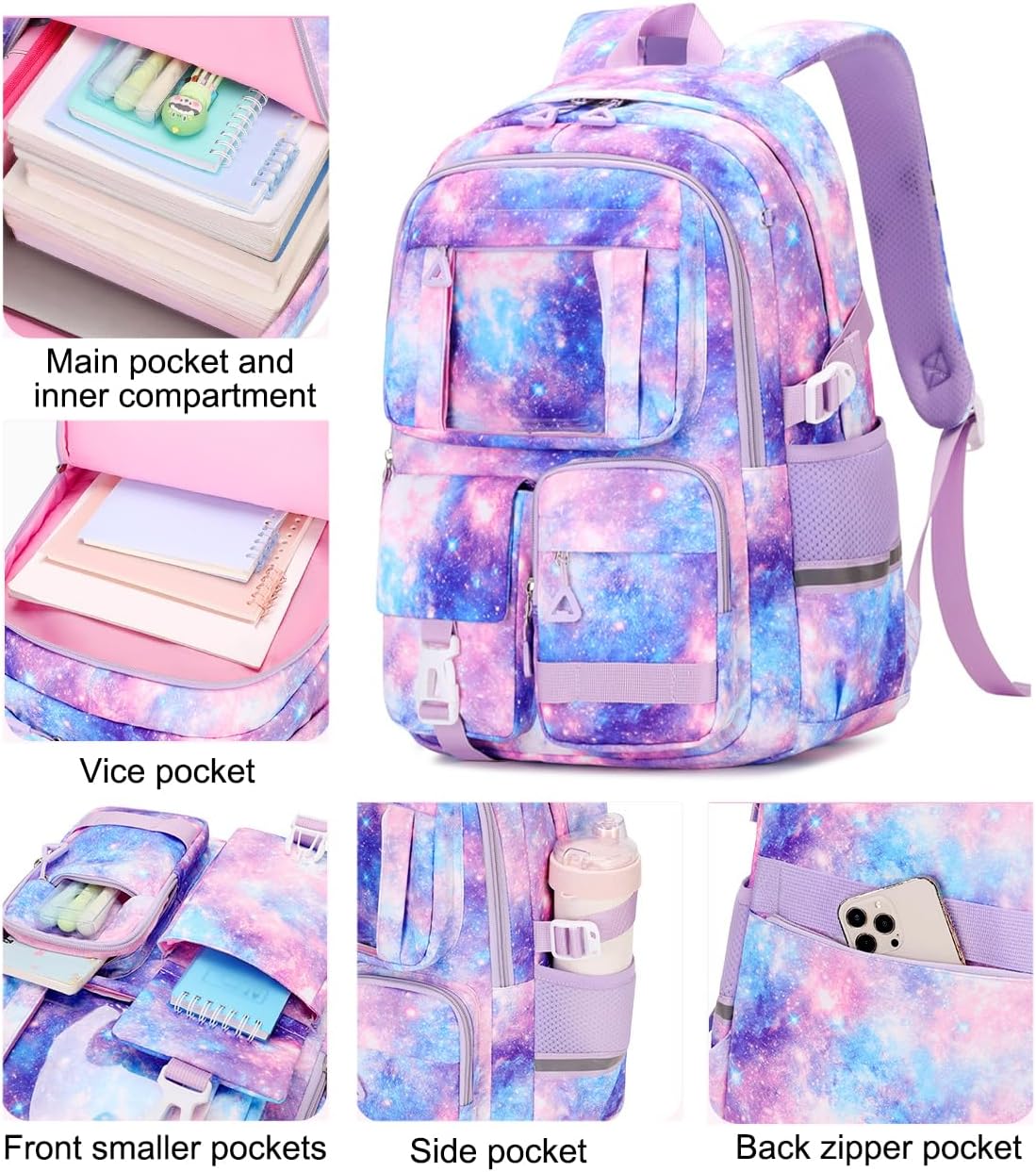 JiaYou Girls Dopamine Color Backpack Casual Daypack fit for School travel outdoor activities(Strawberry-3Pcs,25 Liters) - Image 4