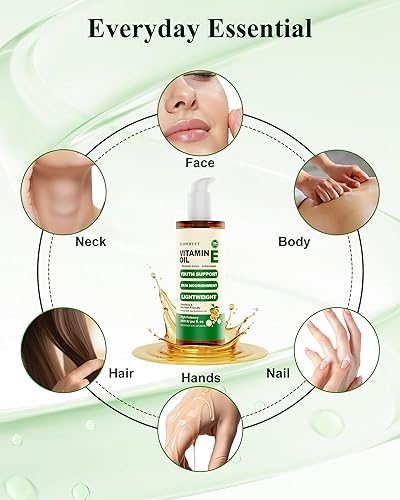 Miniatura 7 de Aceite de vitamina E puro de 16 onzas para cicatrices, aceite orgánico de uñas para cara, piel, cuerpo y cabello, nutre la piel seca, mantiene la