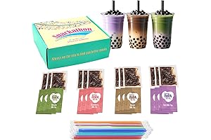 Snackathon Instant Boba Bubble Pearl Variety Milk Fruity Tea Kit with Authentic...