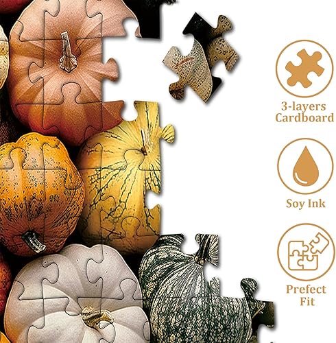 Miniatura 4 de Rompecabezas de calabaza de Acción de Gracias para adultos de 1000 piezas, rompecabezas de collage de cosecha de otoño y otoño, rompecabezas