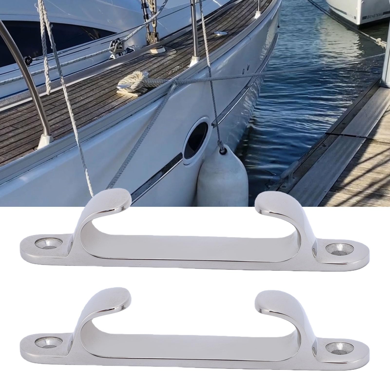 SIXRUN Passacavo Dritto, 2 Cunei in Acciaio Inossidabile 316 da 5 Pollici, Lucidati a Specchio, Guide per Linee di Banchina, Resistente alla Corrosione, per l'uso in Banchina per Yacht