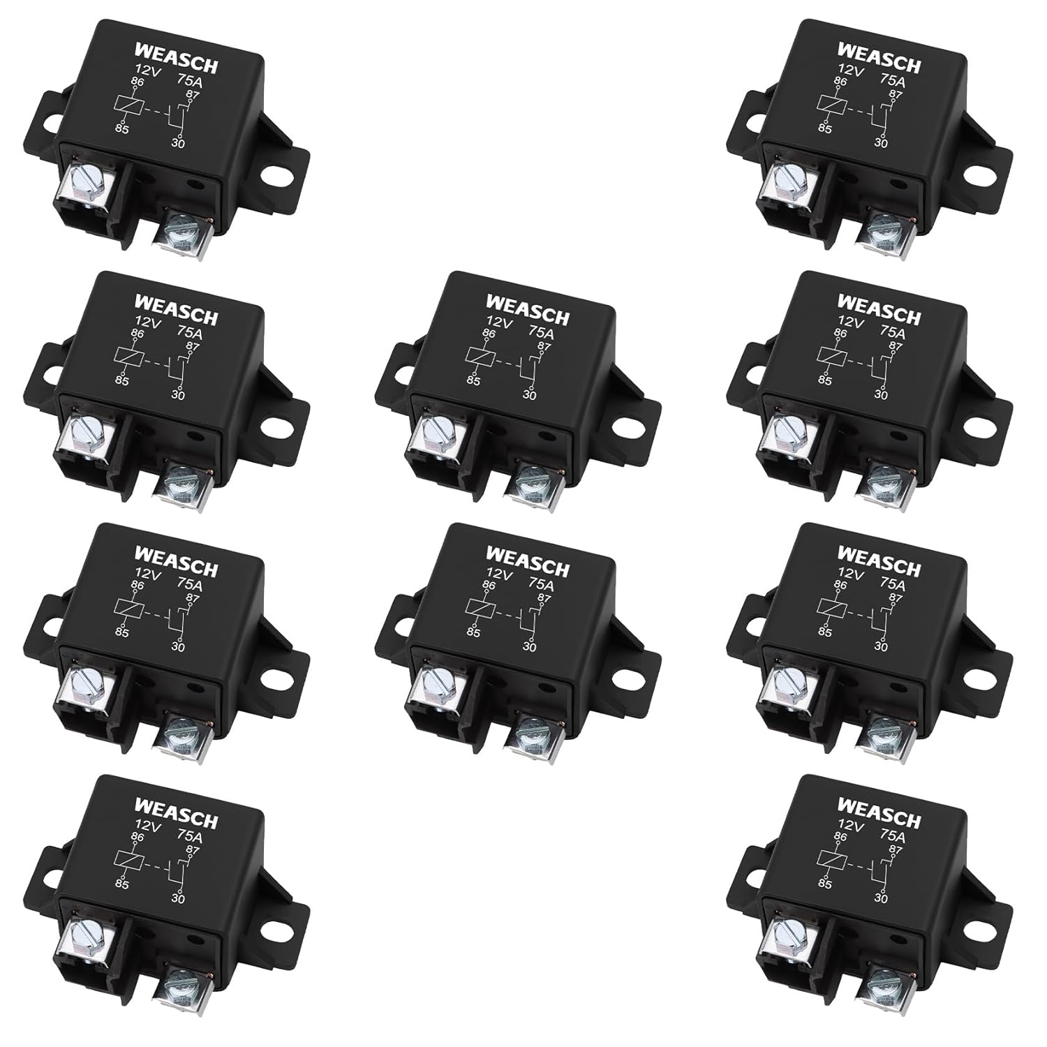 10Pack 0332002168 Normal Open Power Relay, 12V 75A, Applies to Starter Relay V23232-D0001-X001