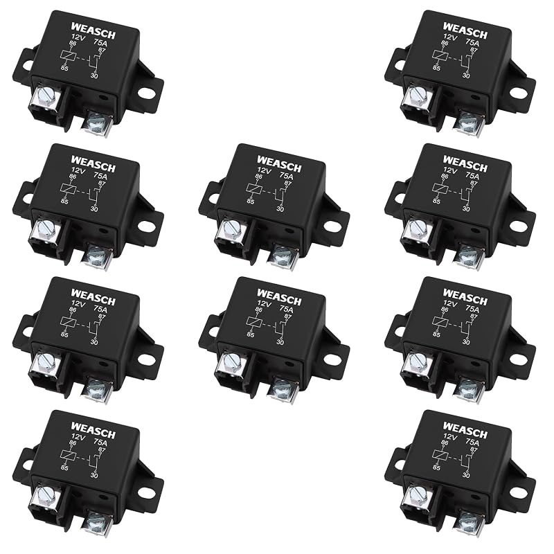 Relé de potência normalmente aberto Weasch 12 V 75 A 0332002168 para relé de partida – Kit com 10 unidades