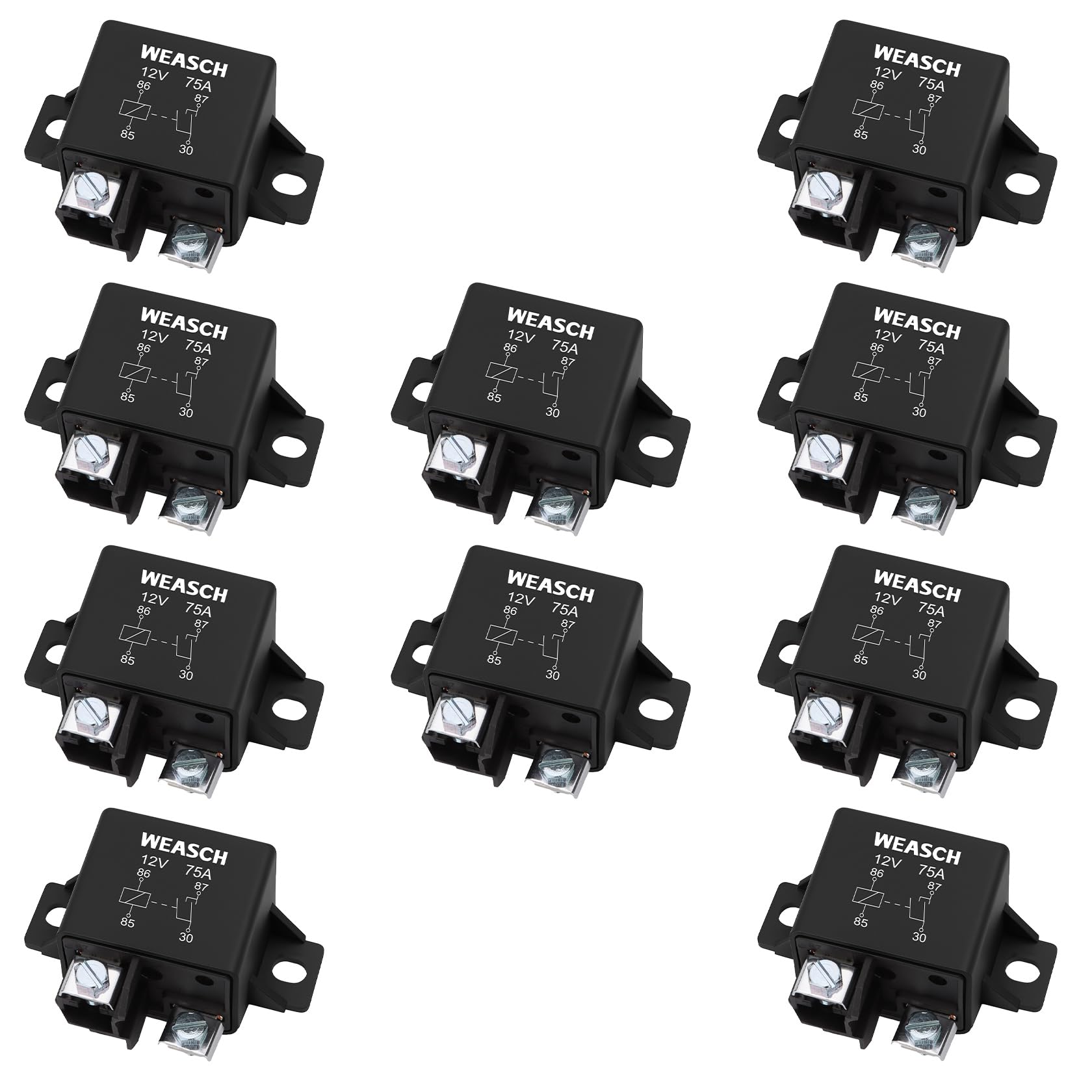 Weasch 10Pack 0332002168 Normal Open Power Relay, 12V 75A, Applies to Starter Relay V23232-D0001-X001