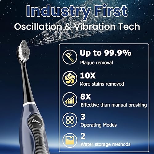 Miniatura 2 de 3-in-1 Upgraded Pro Flossing Toothbrush-Flosses, Vibrates and Oscillates(The 1st Tech), Electric Toothbrush with Water Flosser Equipe 5 Brush Heads,