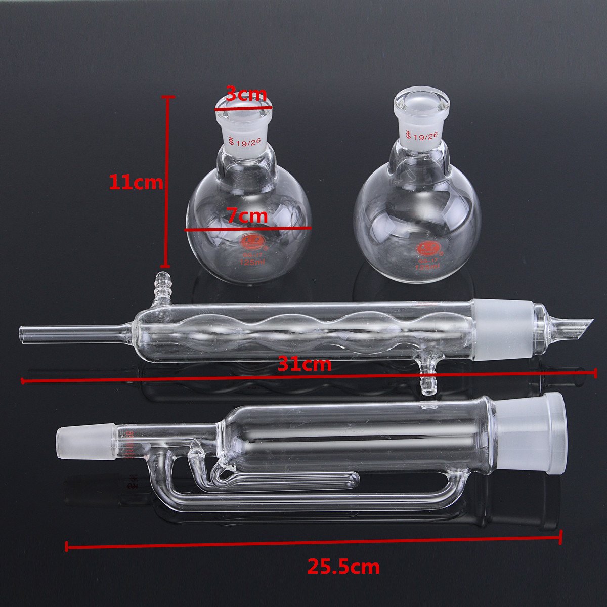 EsportsMJJ 125Ml Glas Soxhlet Extractor Kit Kondensator Und Extraktor Mit 2X125Ml Kolben
