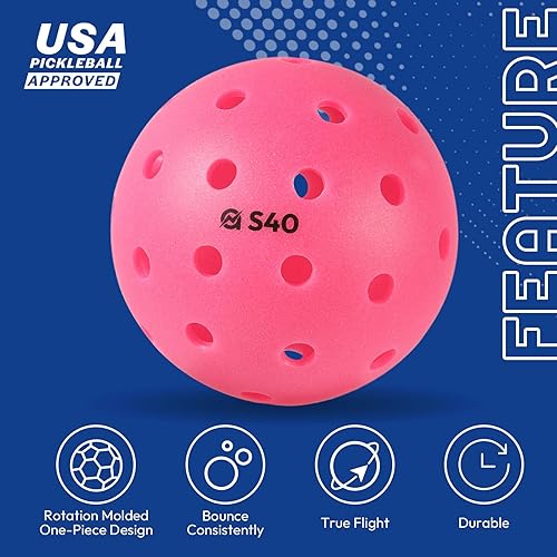 Miniatura 2 de A11N S40 - Pelotas de pickleball para exteriores, aprobadas por Pickleball de Estados Unidos para jugar en torneos, paquete de 361250, verde neón,