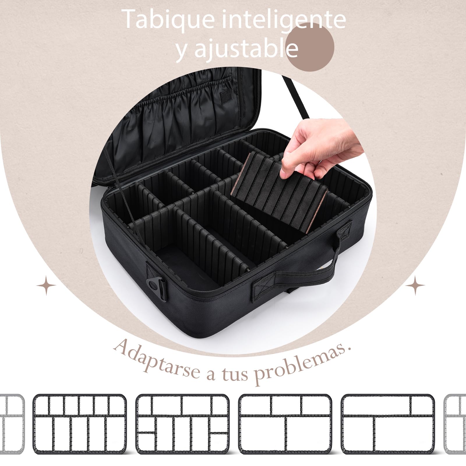 Neceser de Maquillaje Profesional Bolsa de Maquillaje Grande Mujer Organizador de Maquillaje Mujer Maletin Maquillaje, Negro Oscuro