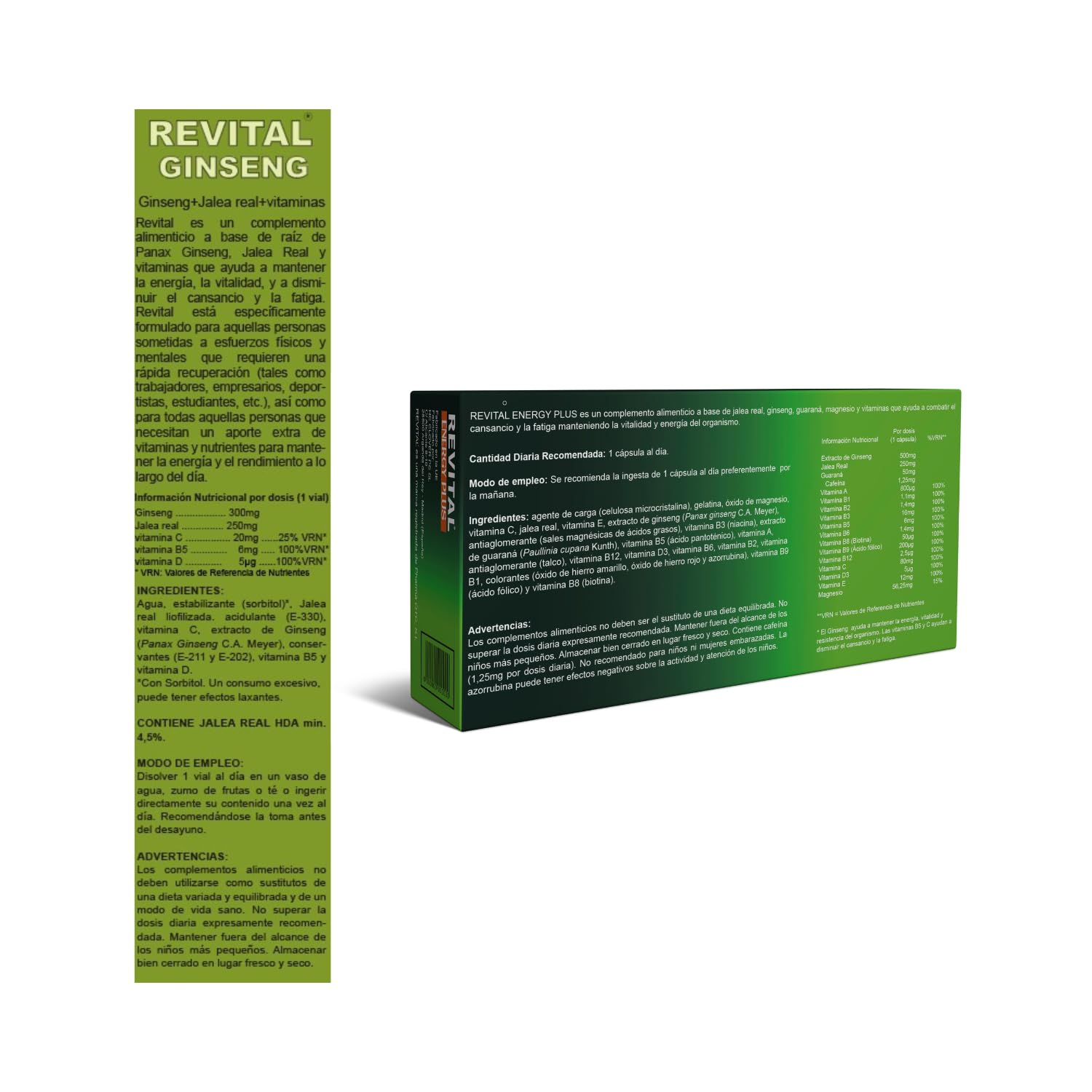 Pack Especial Energía y Vitalidad - Revital Ginseng 20 Viales + Revital Energy Plus 30 Cápsulas - Aporta Energía y Vitalidad y Disminuye la Fatiga - con Jalea Real, Ginseng, Guaraná y Vitaminas