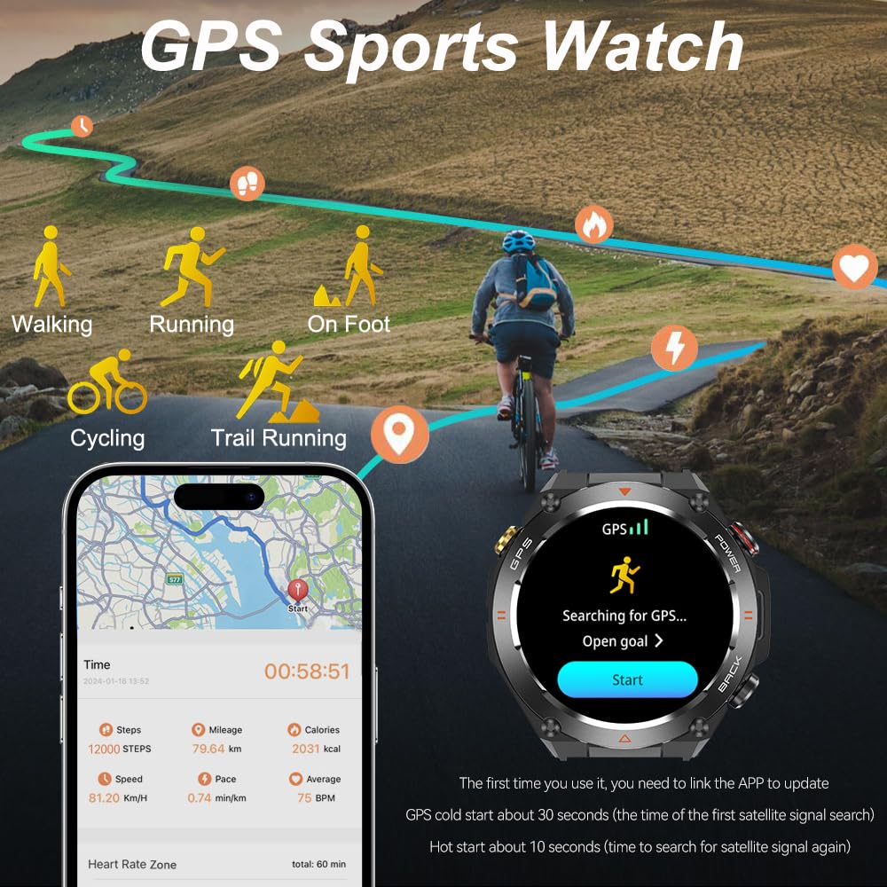 findtime GPS Smart Watch Running Watches with Bluetooth Call - Image 2