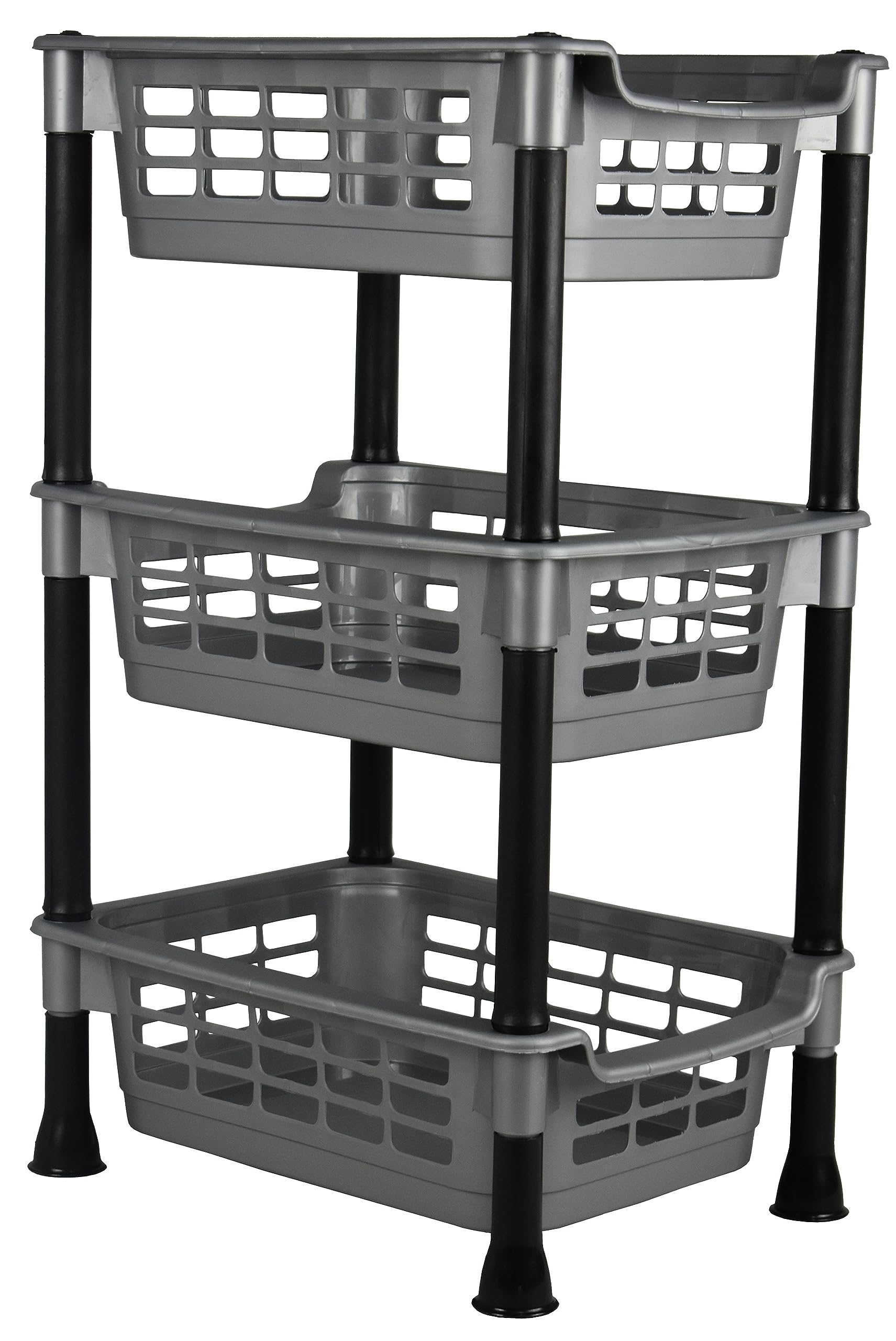 Sterling Ventures 3 Tier Fruit and Vegetable Kitchen Rack (Grey)