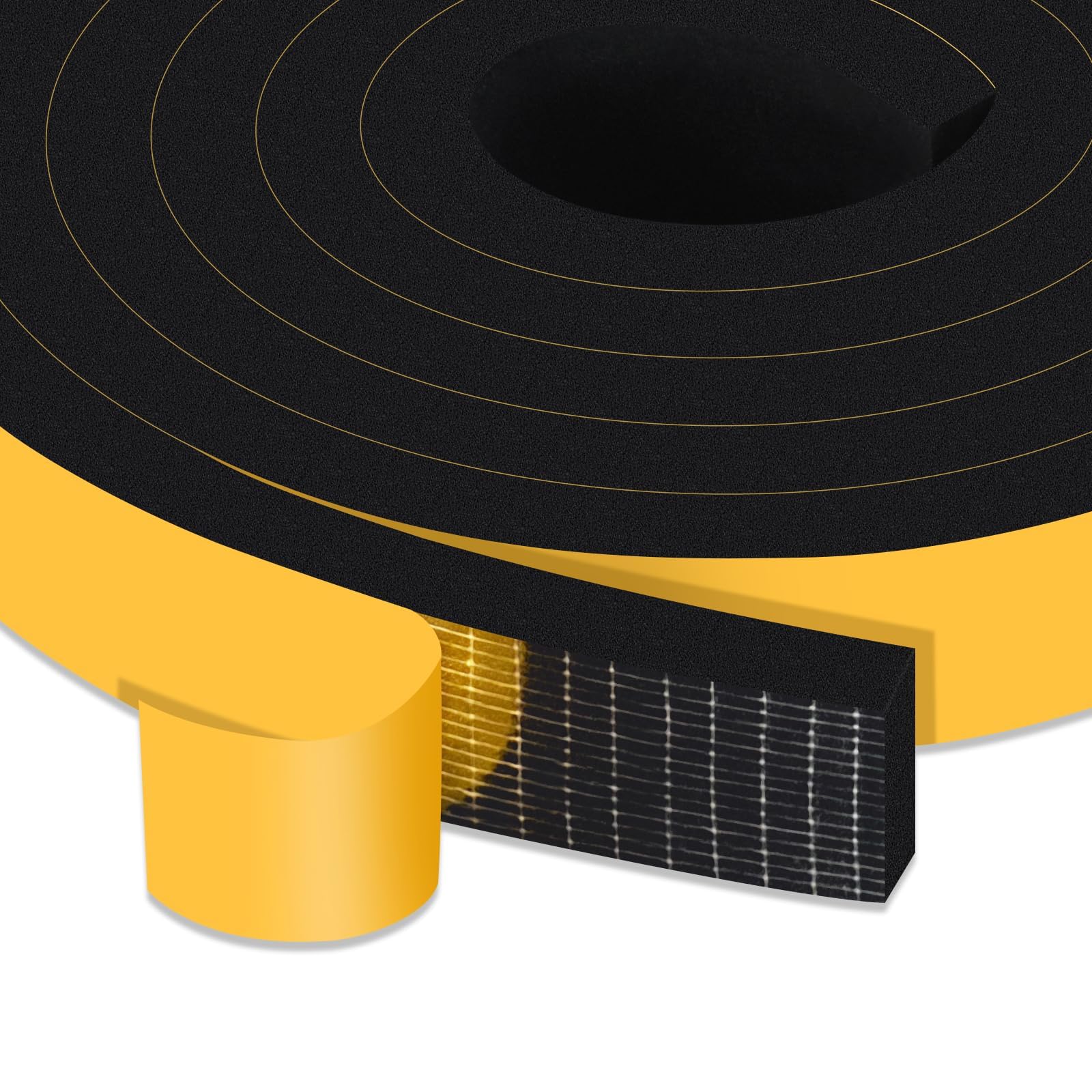Langthering 25mm(W) x 10mm(T), Closed Cell Foam Tape Thick Door Sound Insulation Tape Window Door Air Conditioner Weather Stripping SoundProof, 2 Rolls, Total 4M (Black, E-25mm*10mm*4m)