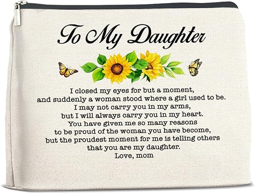 Regalos para hija de mamá, bolsa de maquillaje para hija, regalos para hija, regalo para hija de madre, a mi hija bolsa de cosméticos bolsa de viaje